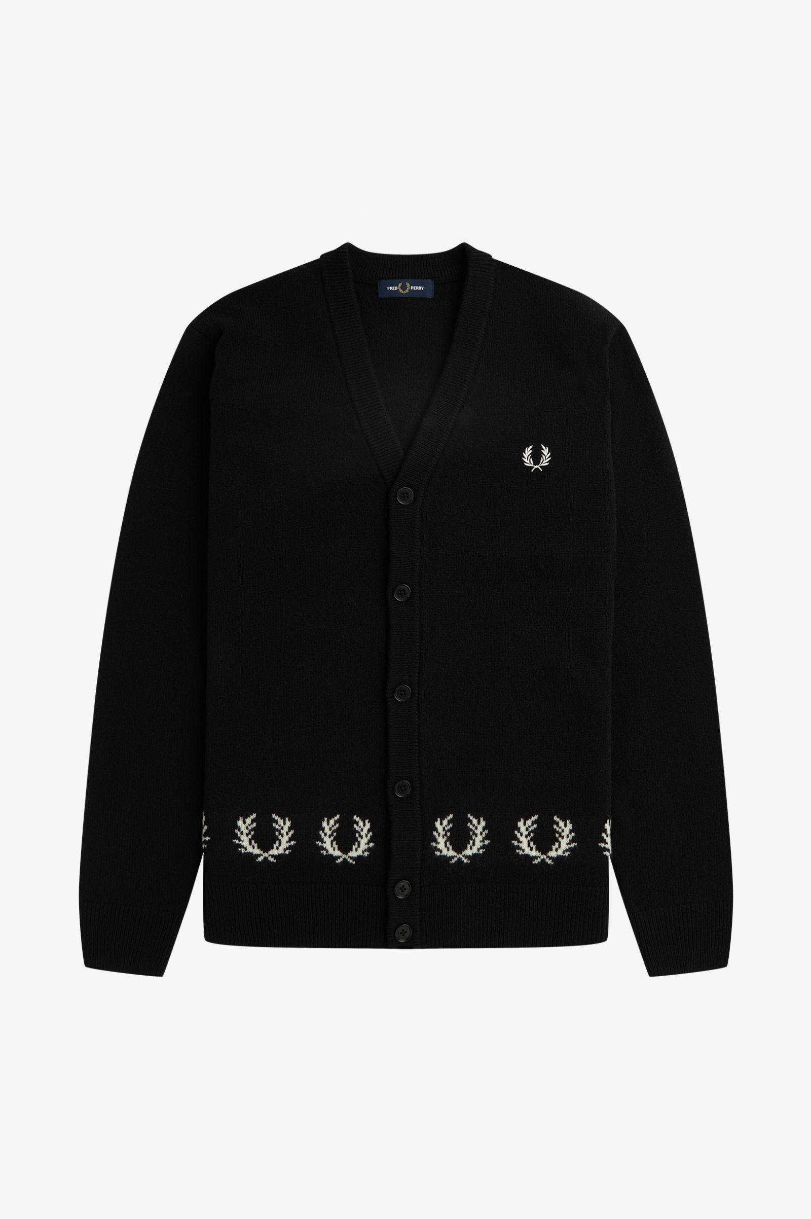 Laurel Wreath Trim Cardigan Black
