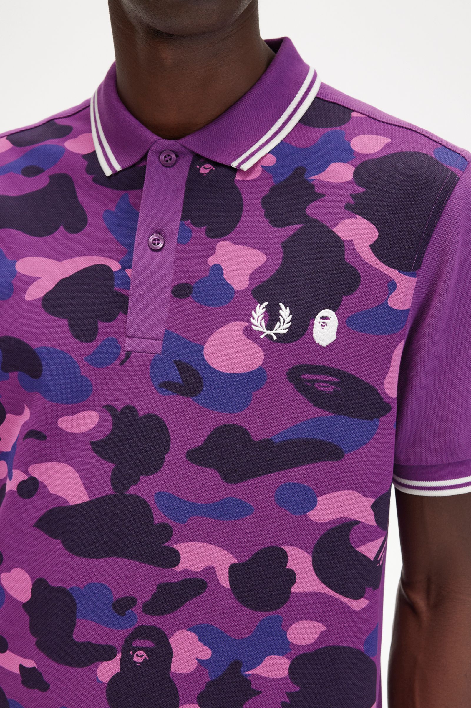 A Bathing Ape®Camouflage Fred Perry Shirt Black