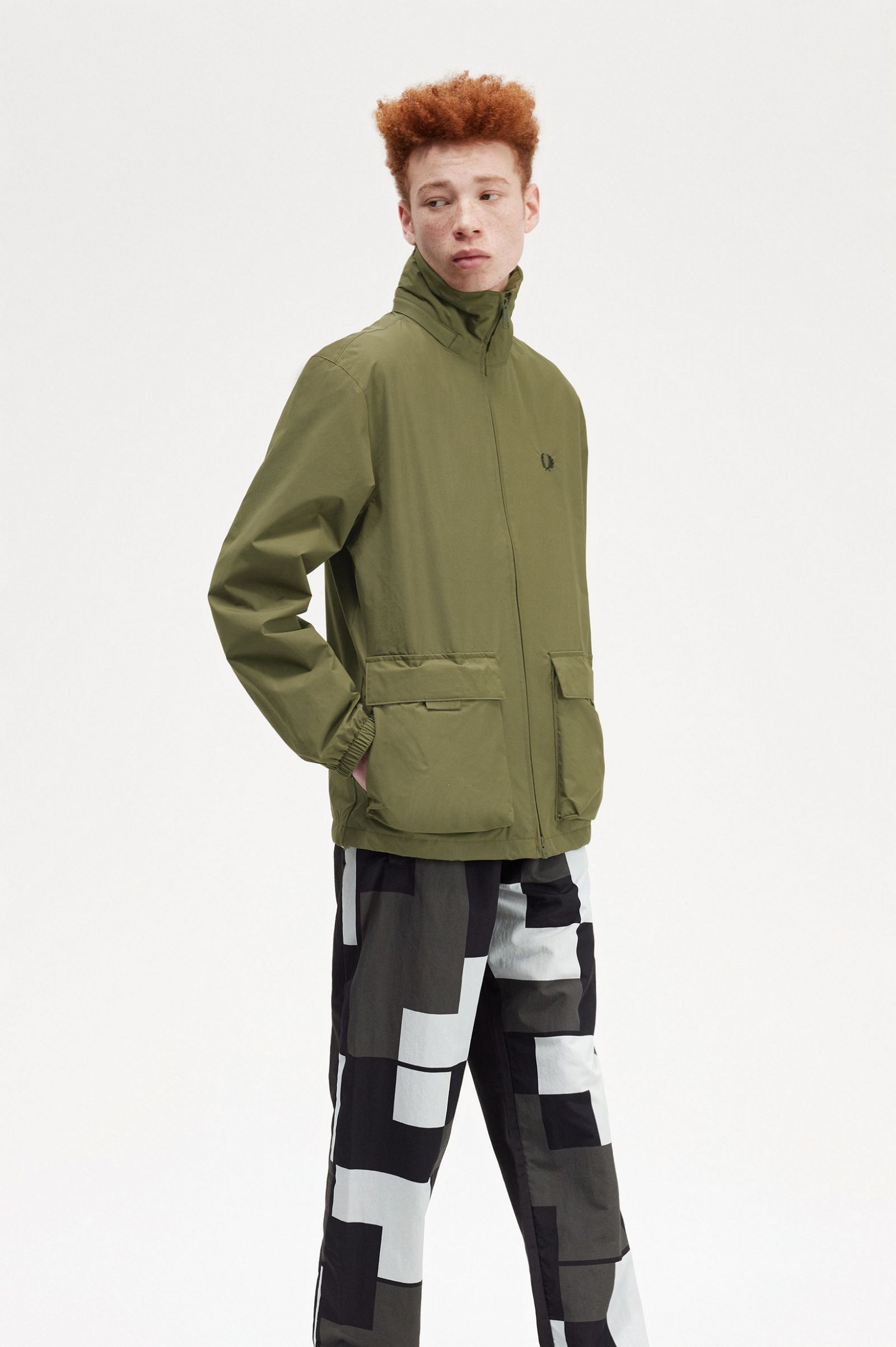 Patch Pocket Zip Through Jacket Uniform Green