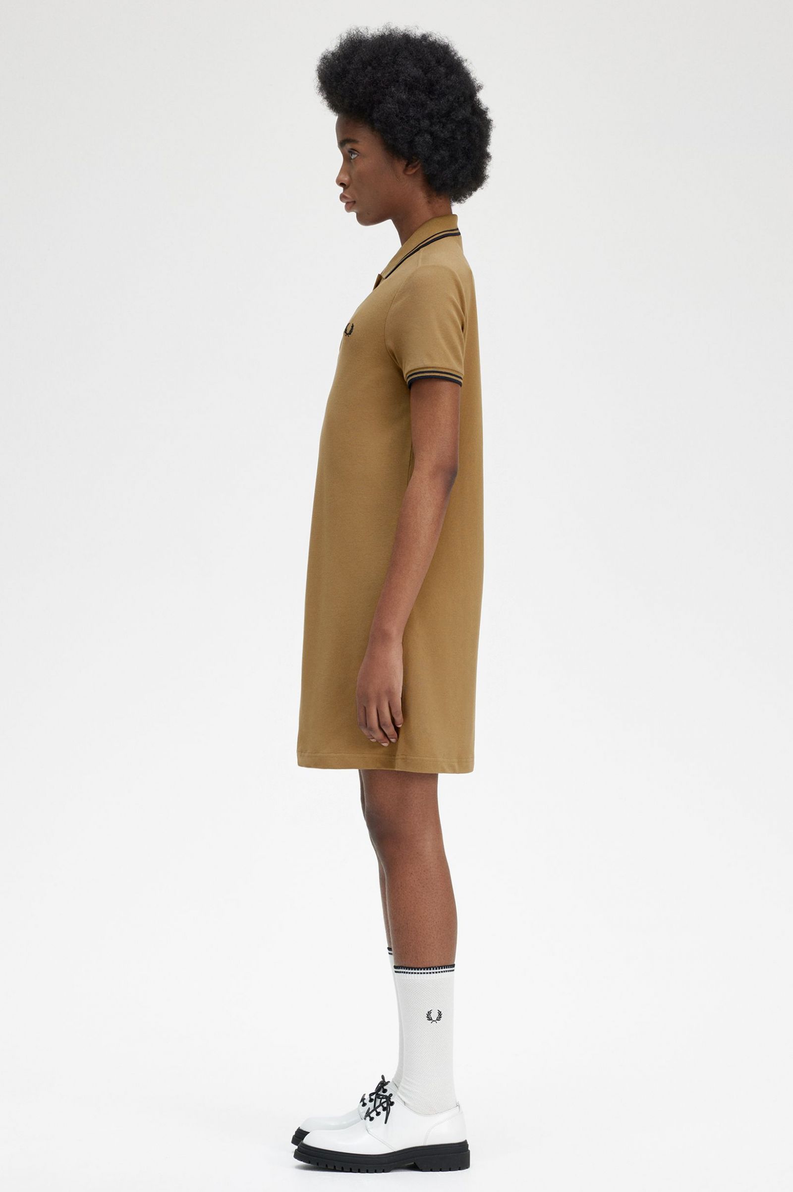 Twin Tipped Fred Perry Shirt Dress Shaded Stone