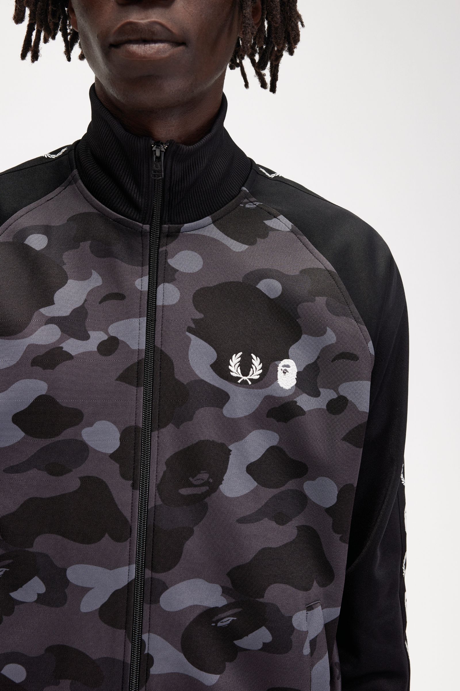 A Bathing Ape®Camouflage Panel Track Jacket Black