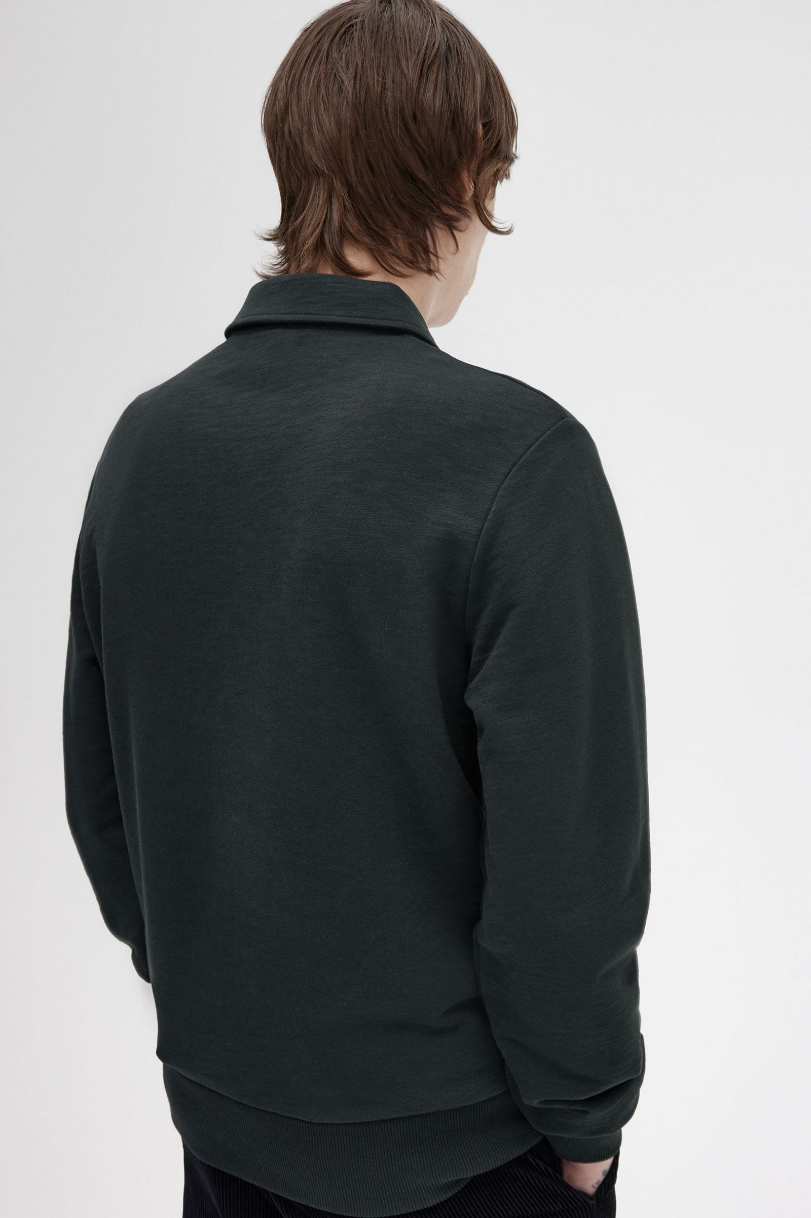 Zip Neck Collar Sweatshirt Night Green