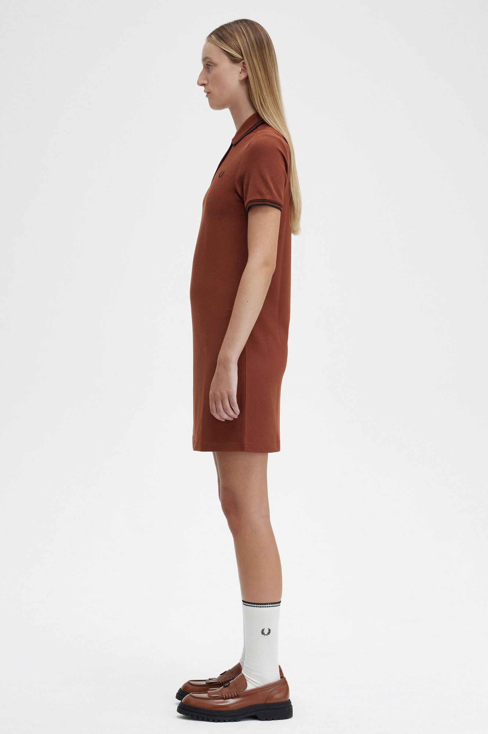 Twin Tipped Fred Perry Shirt Dress Whisky Brown / Black / Black