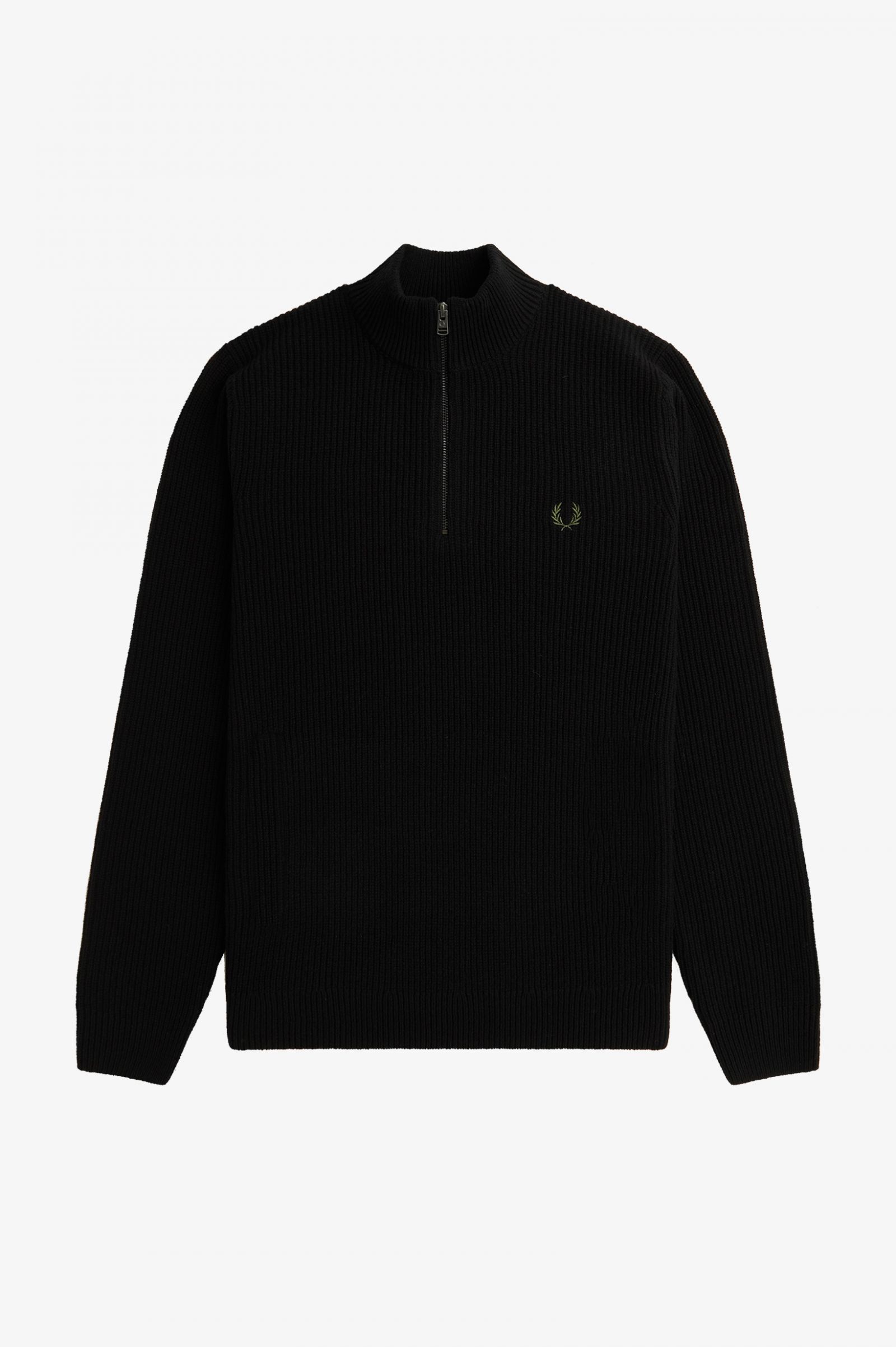 Textured Half Zip Jumper Black