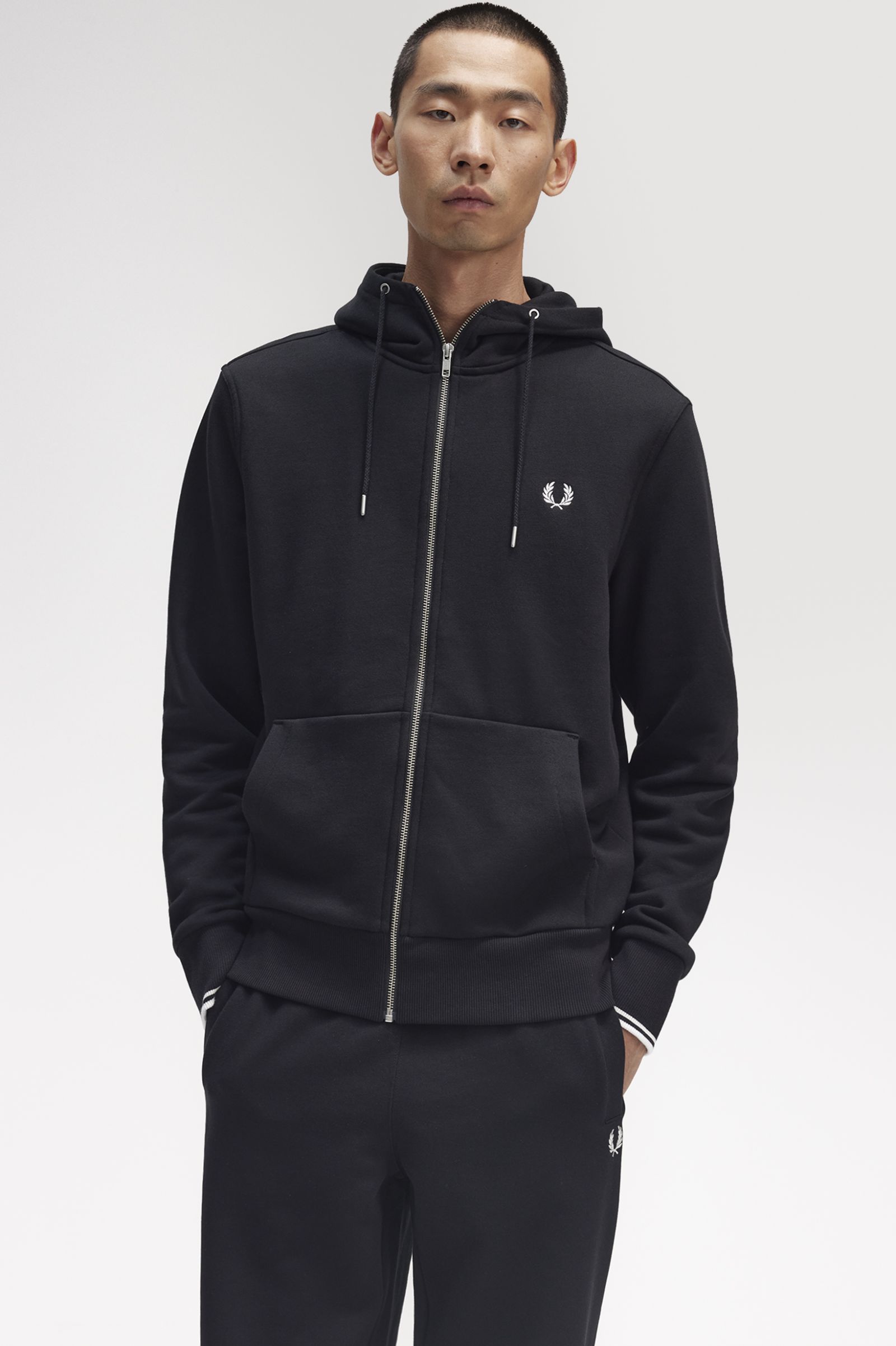 Hooded Zip Through Sweatshirt Black