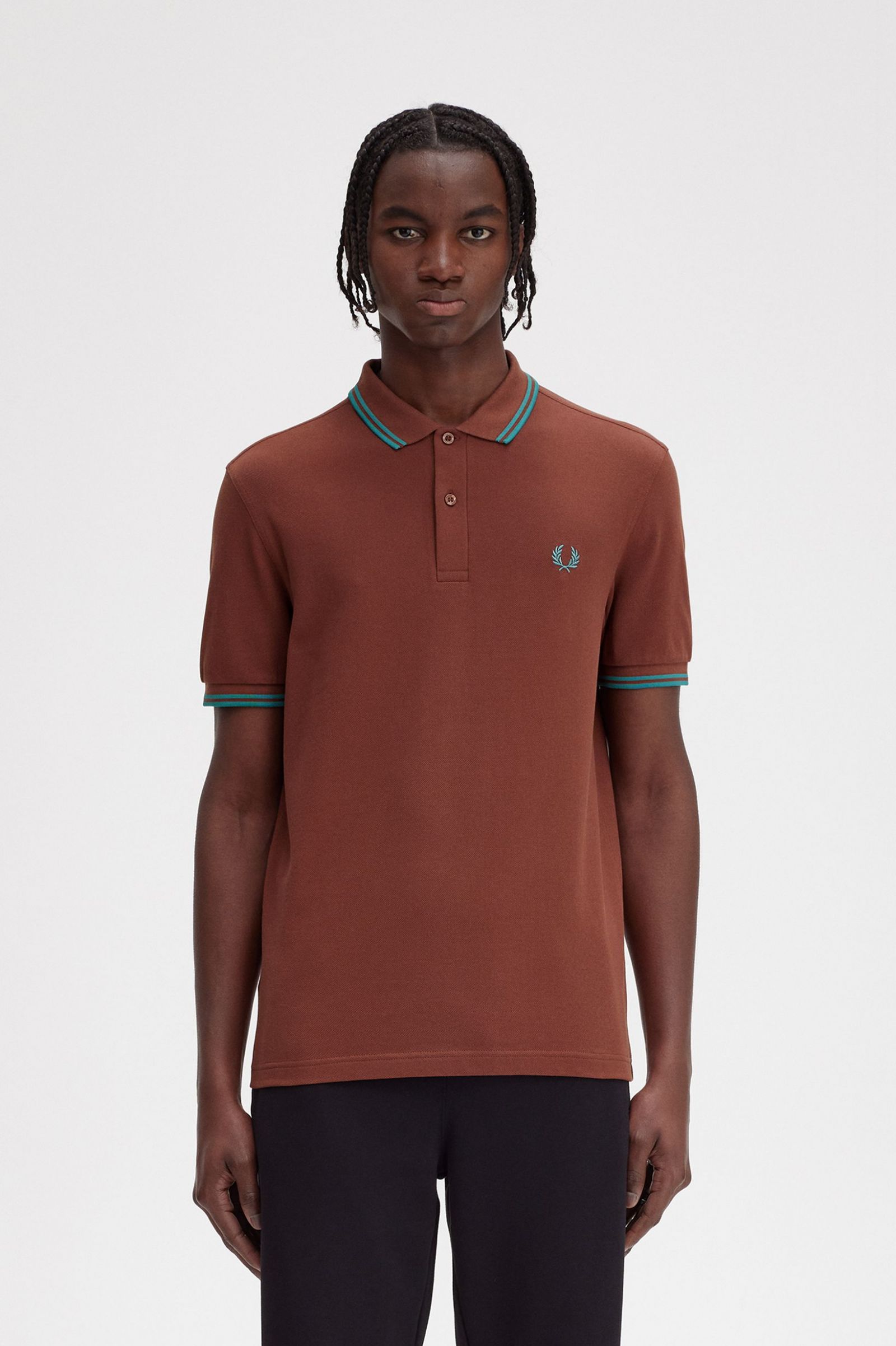 The Fred Perry ShirtM3600 Whisky Brown / Deep Mint / Deep Mint