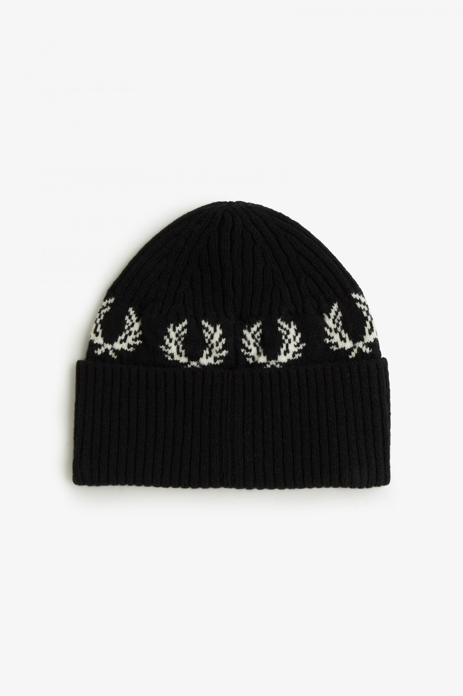 Laurel Wreath Lambswool Beanie Black / Snow White