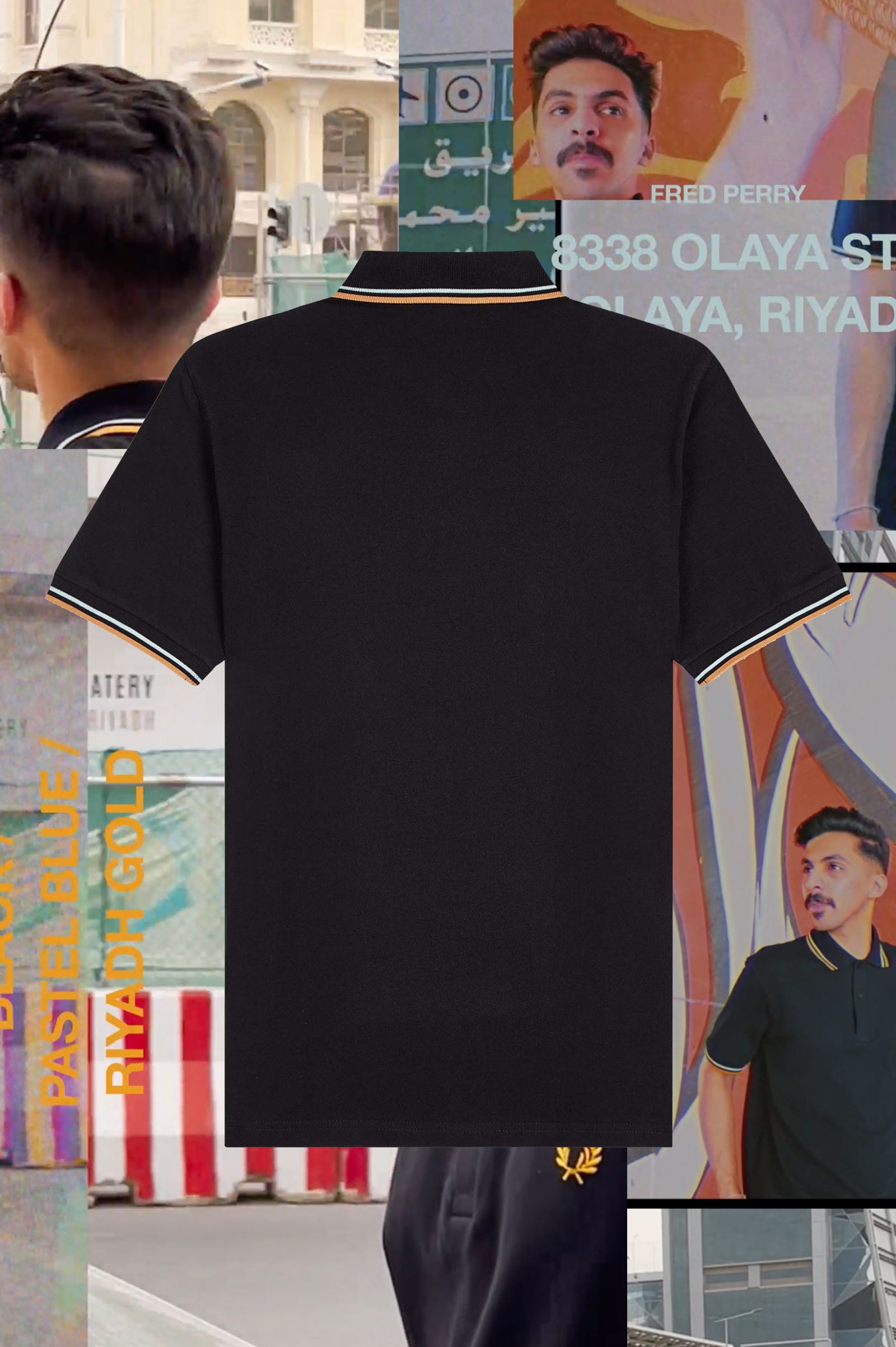 The Fred Perry ShirtM12 Black / Pastel Blue / Riyadh Gold