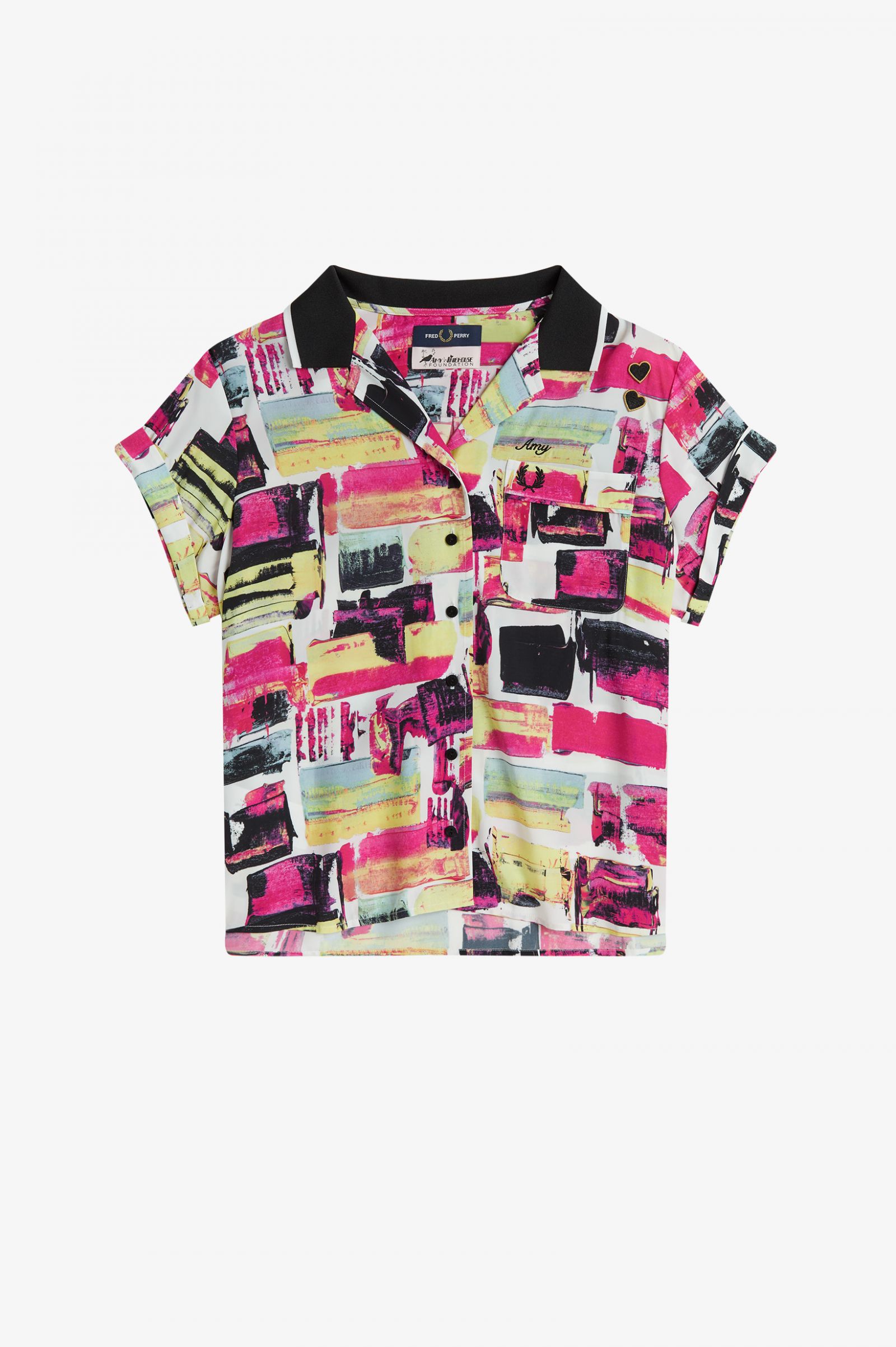 Amy Winehouse FoundationPrinted Bowling Shirt Black