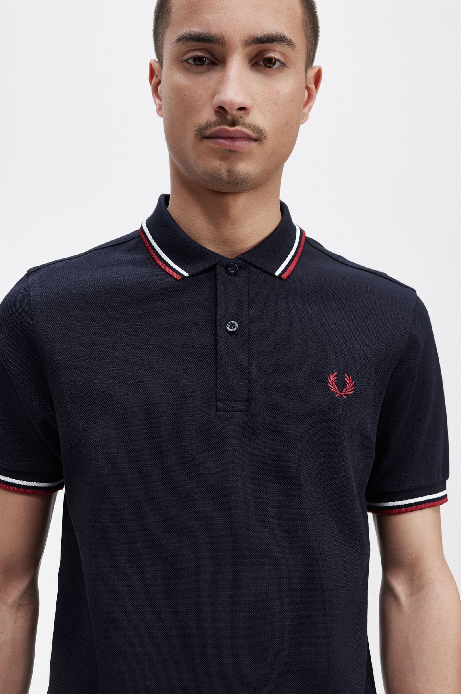 The Fred Perry ShirtM3600 Navy / Snow White / Burnt Red