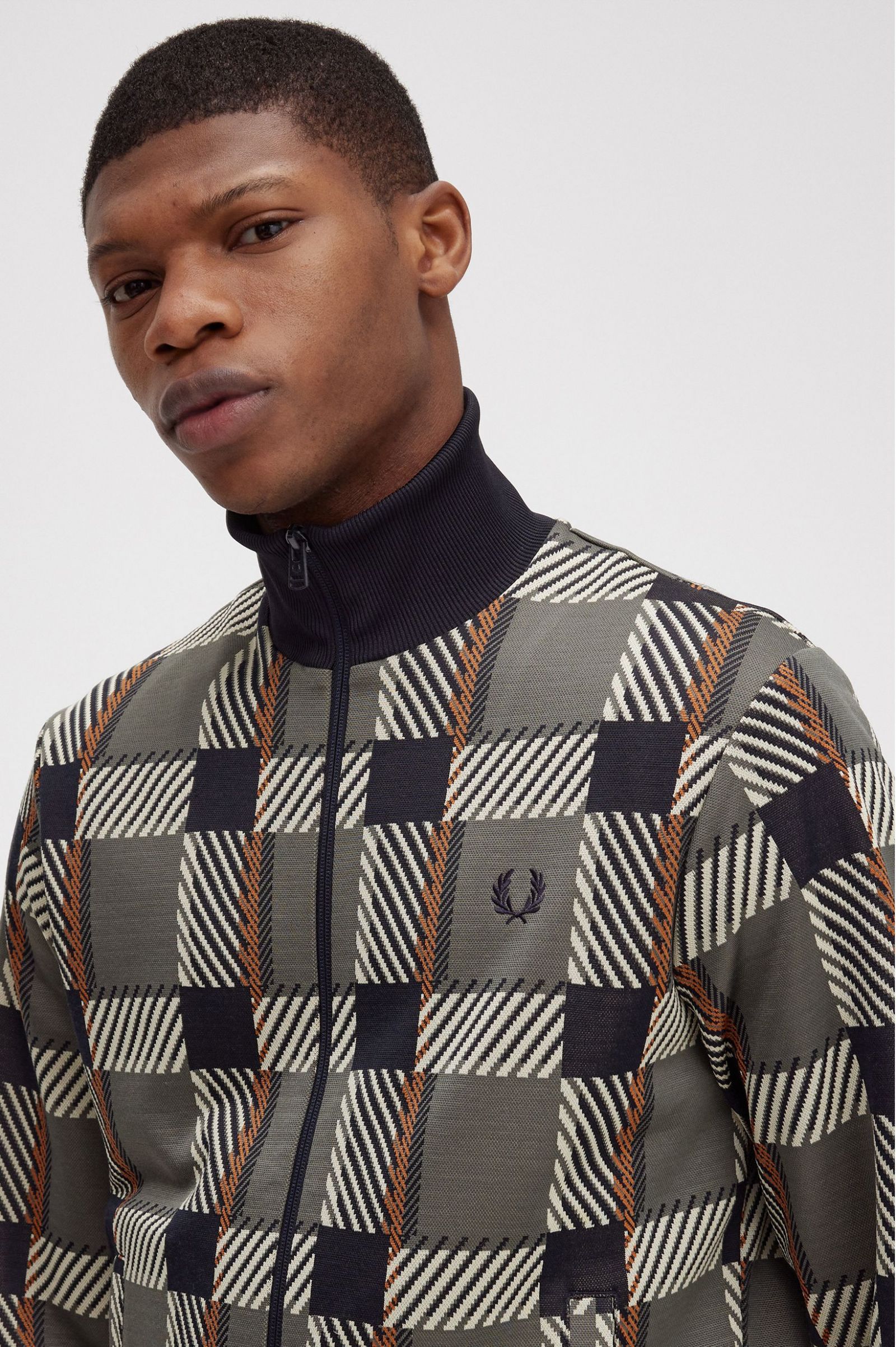 Glitch Tartan Track Jacket Field Green