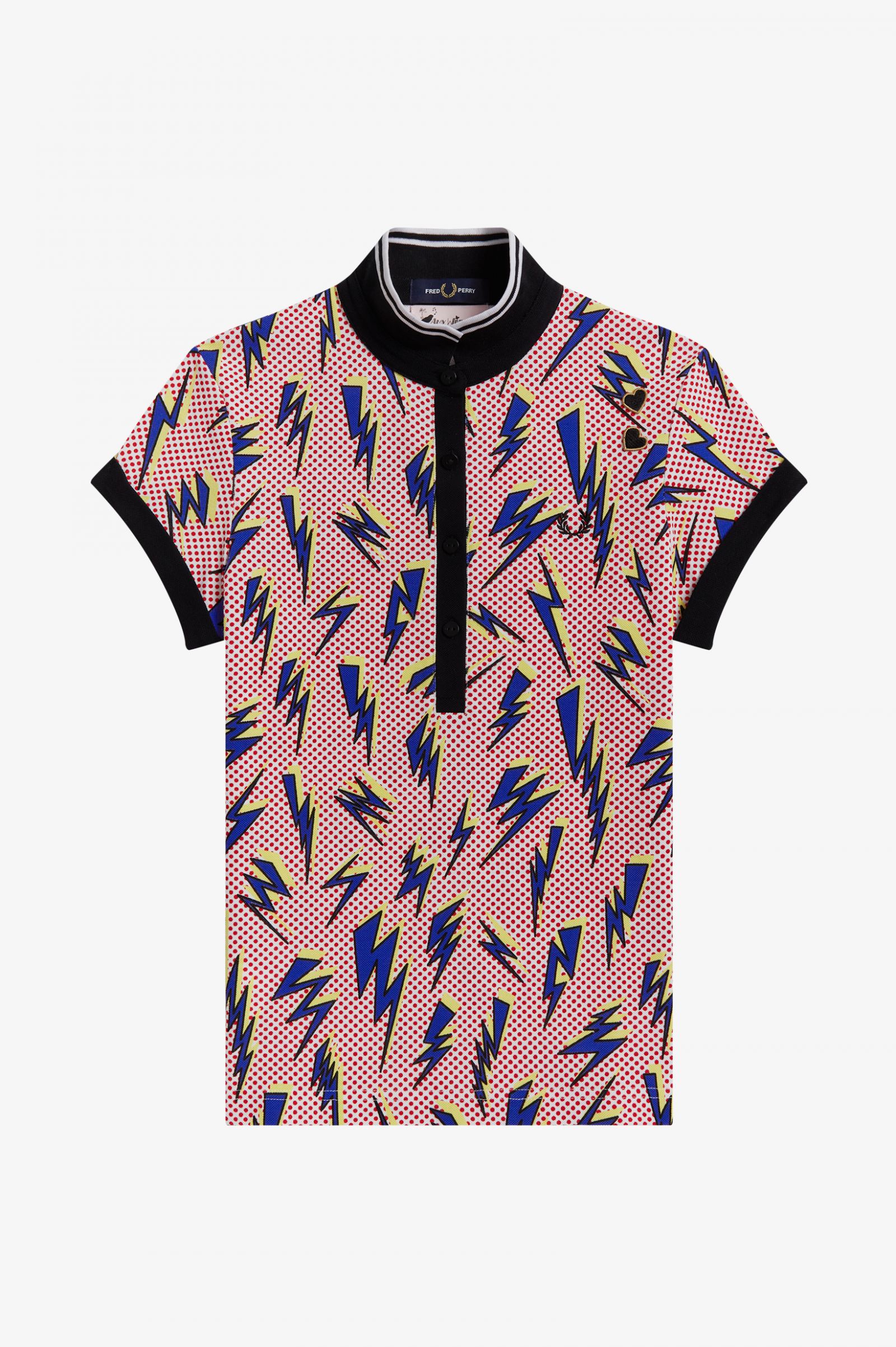 Amy Winehouse FoundationLightning Print Polo Shirt Black