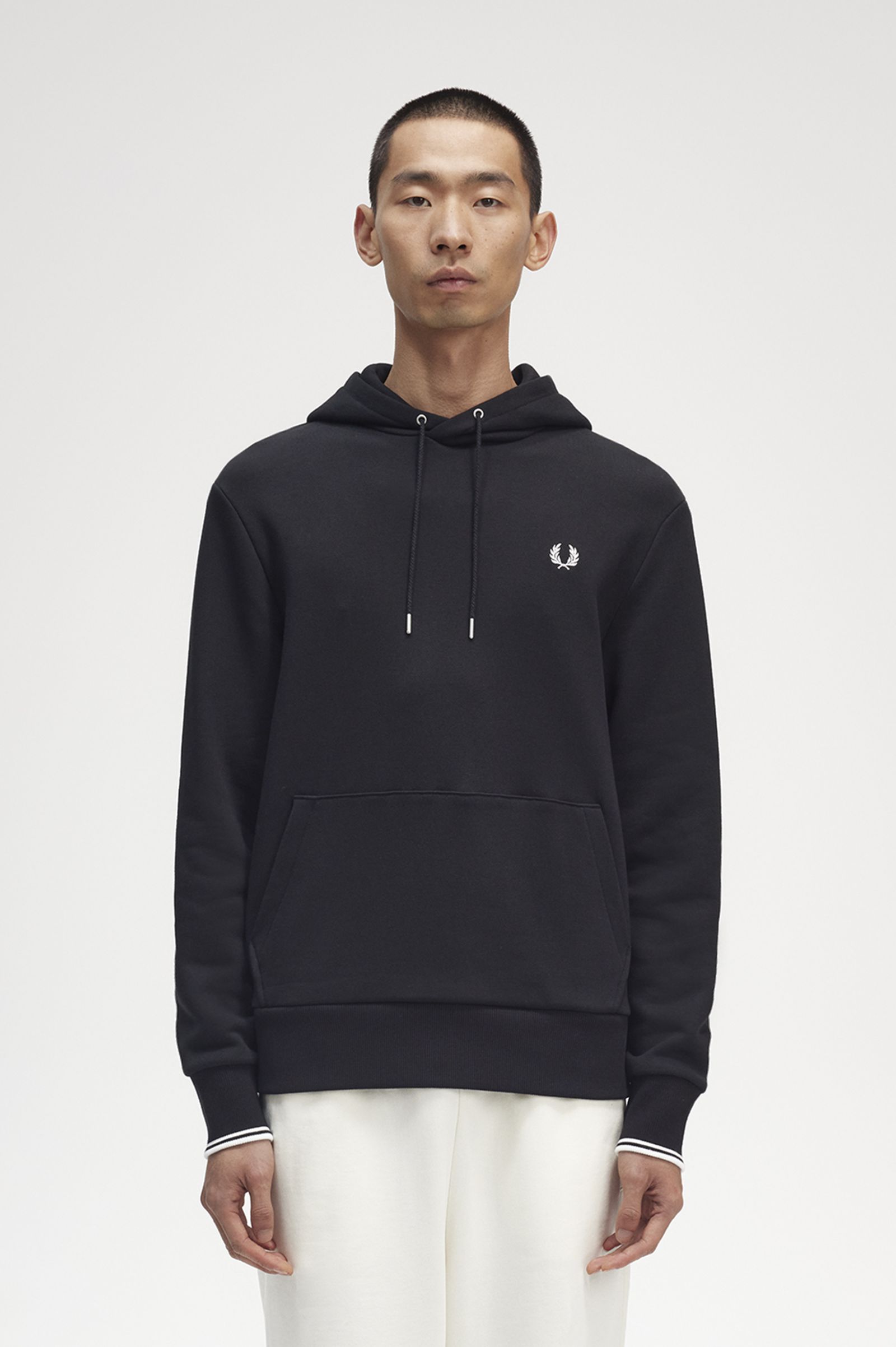 Tipped Hooded Sweatshirt Black