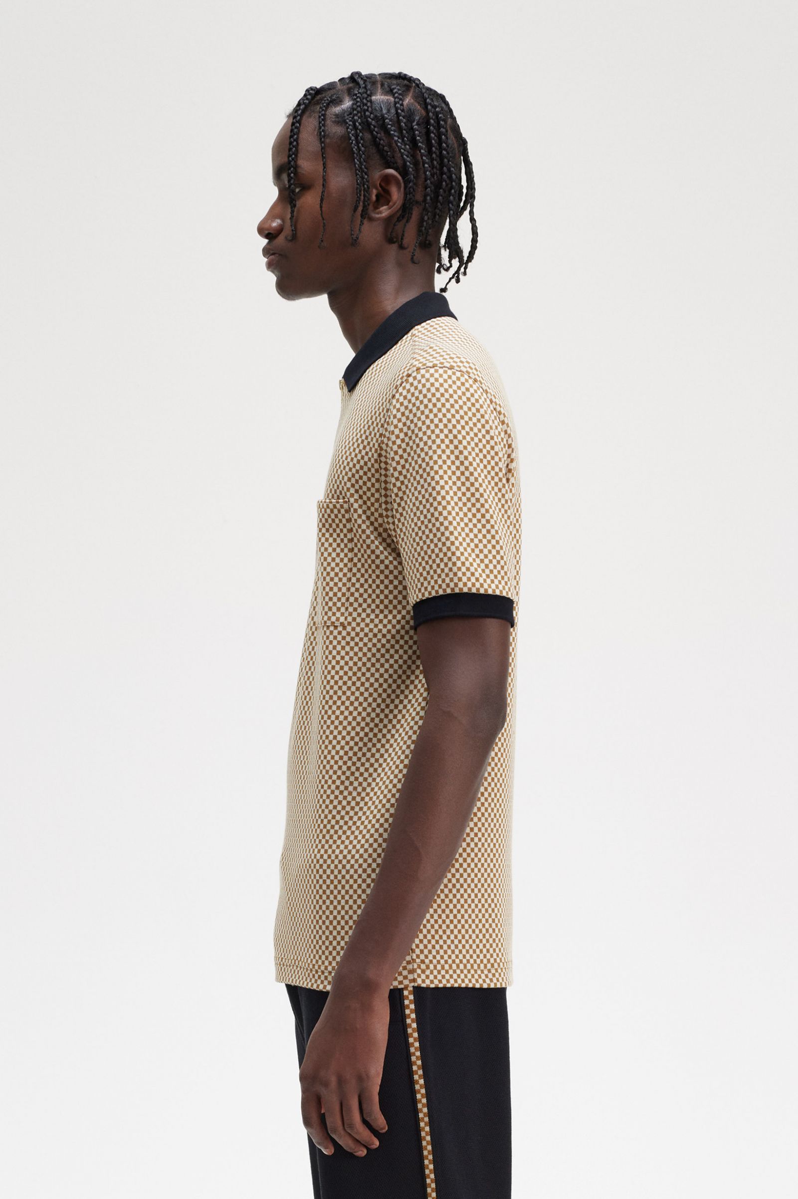 Micro Chequerboard Polo Shirt Field Green