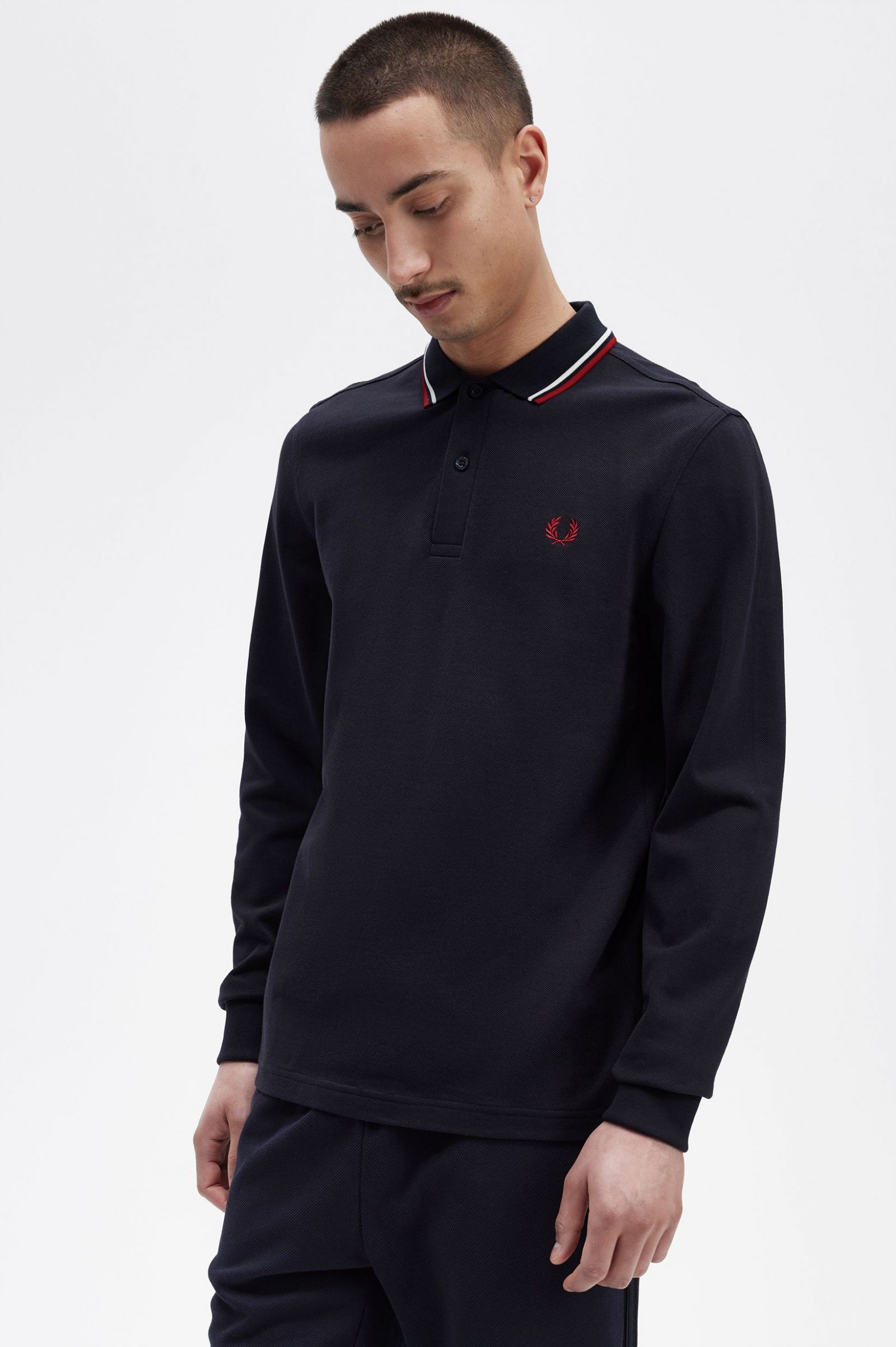The Fred Perry ShirtM3636 Navy / Snow White / Burnt Red