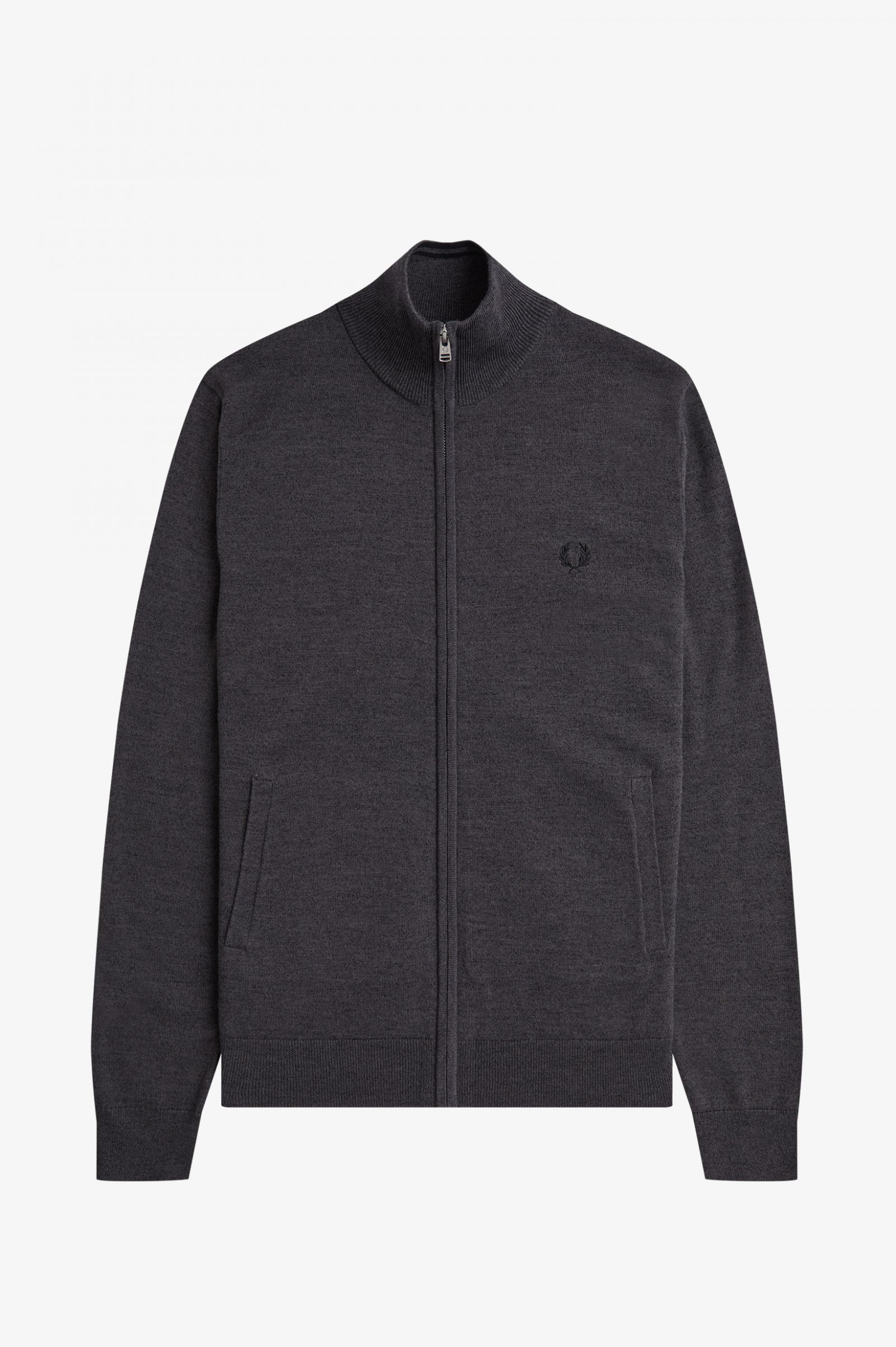 Classic Zip Through Cardigan Dark Grey Marl