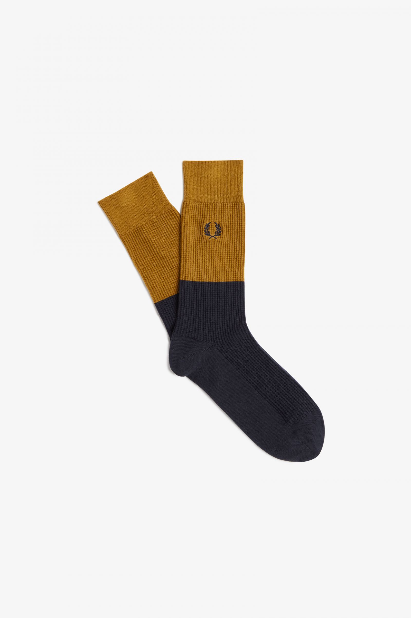 Waffle Knit Socks Dark Caramel / Navy