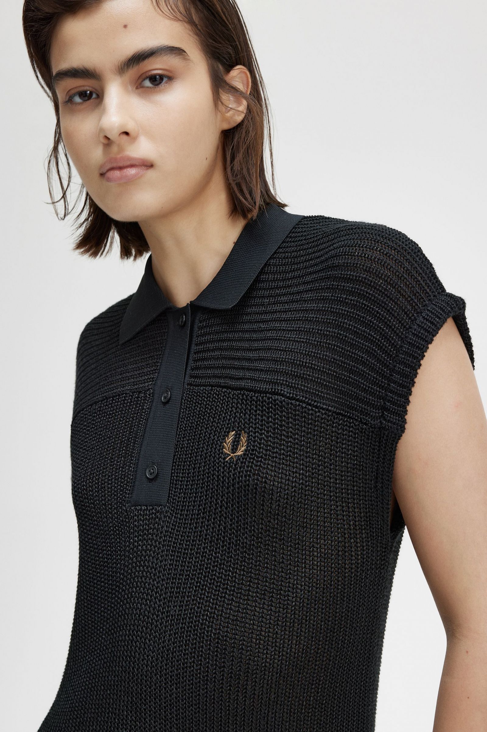 Knitted Shirt Dress Black