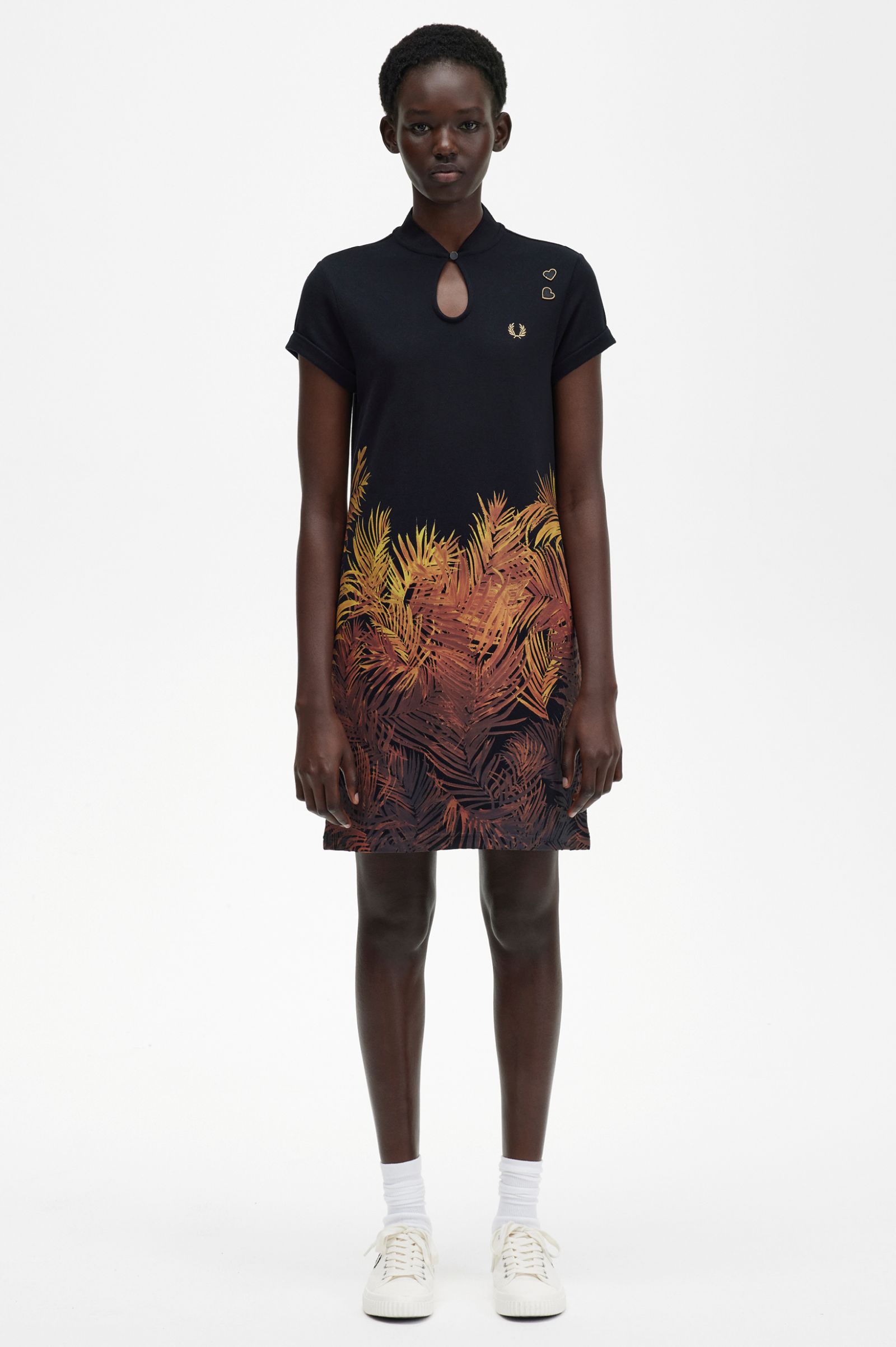 Amy Winehouse FoundationPalm Print Piqué Dress Black