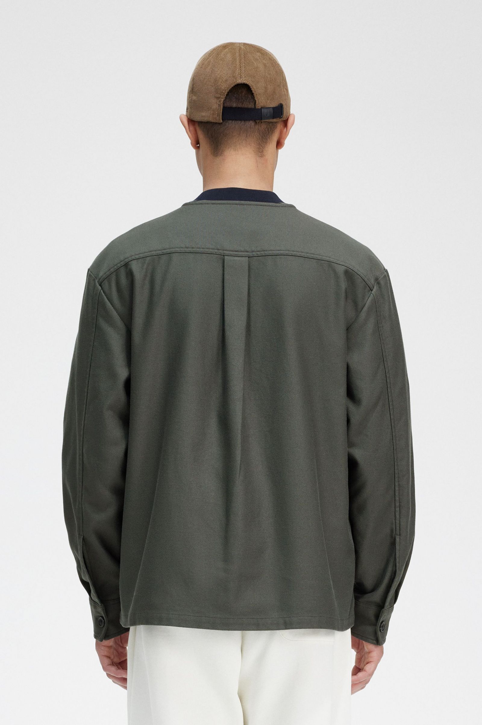 Collarless Overshirt Field Green