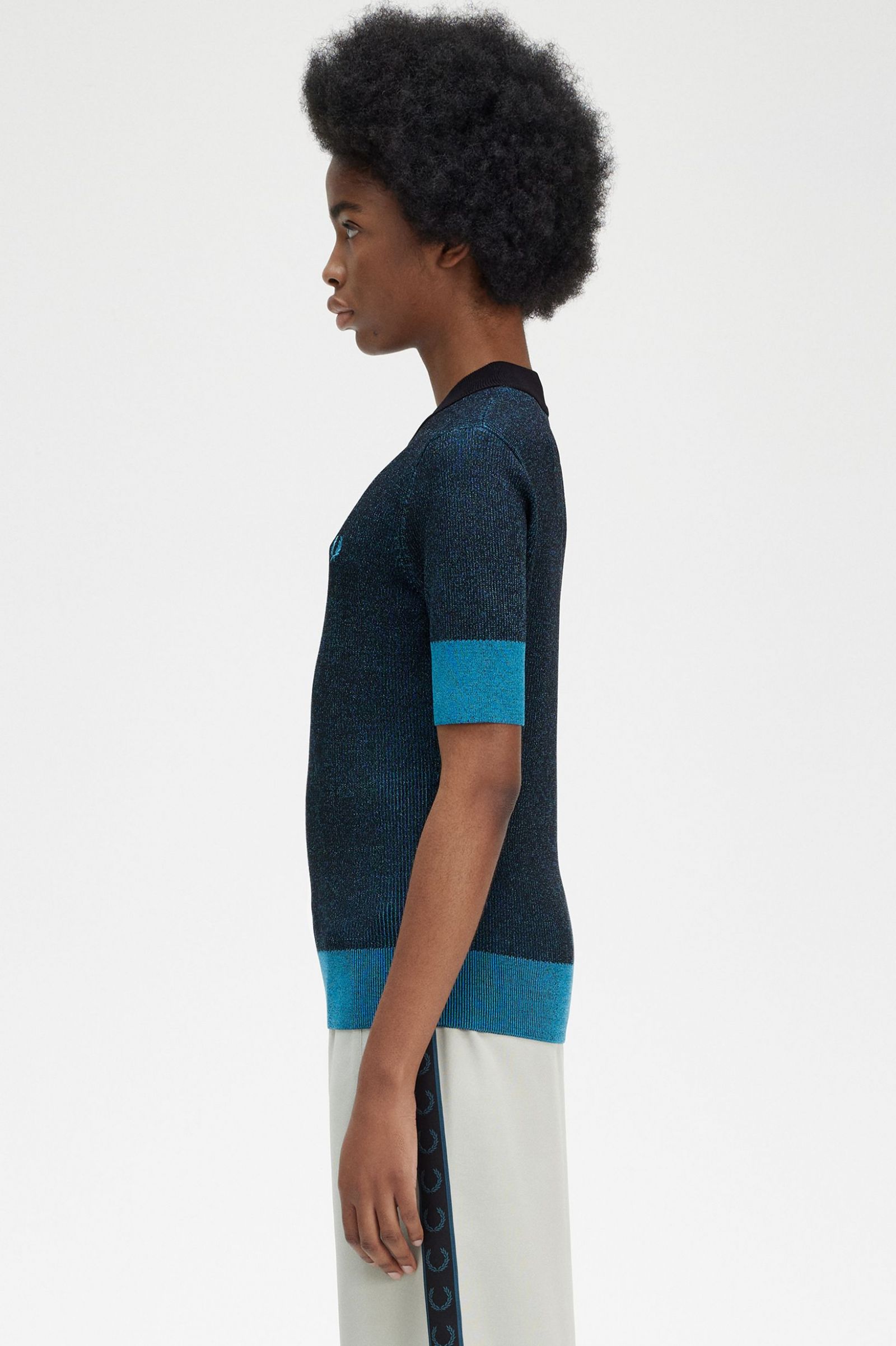 Contrast Rib Short Sleeve Jumper Black