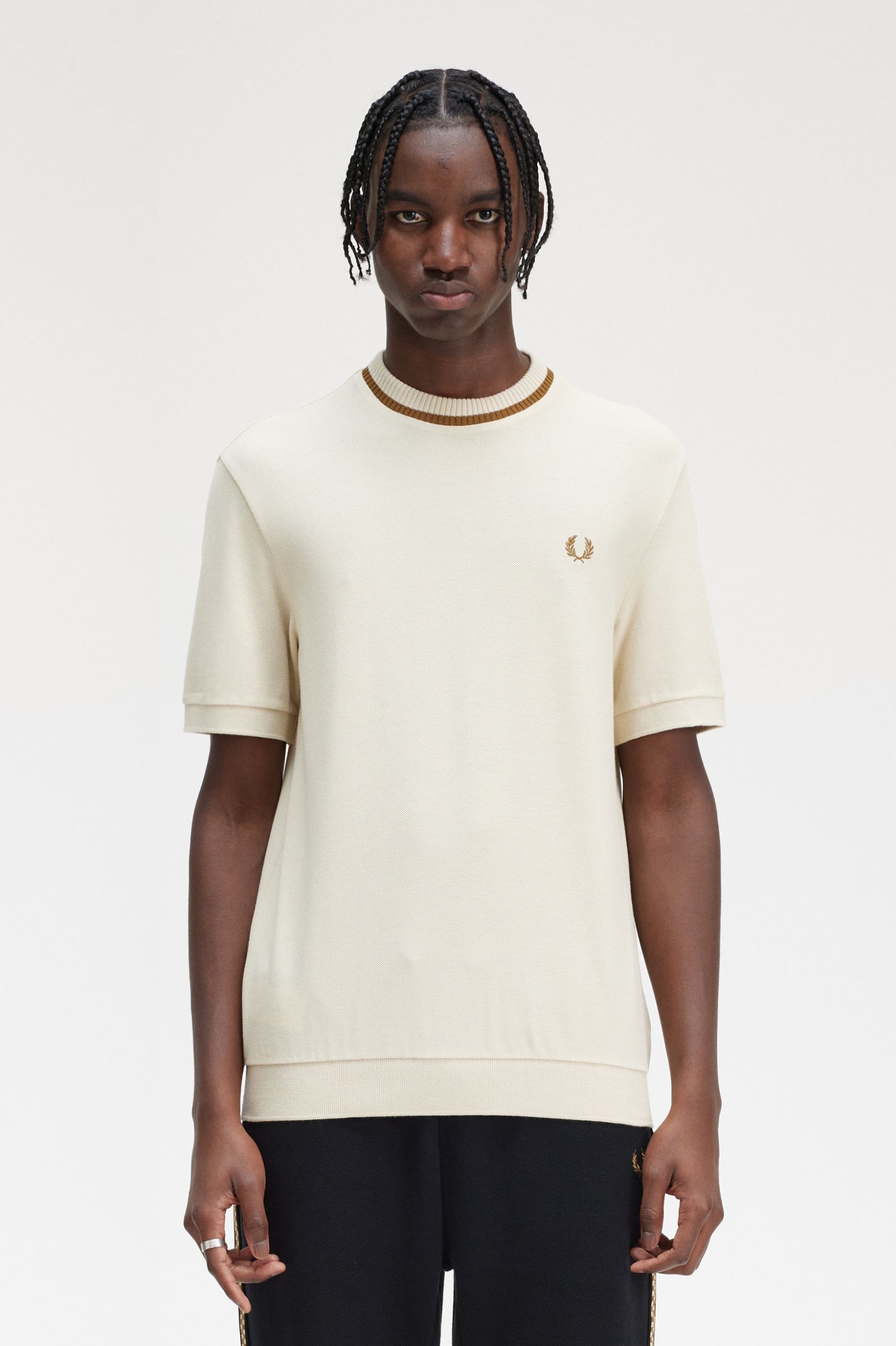 Crew Neck Piqué T-Shirt Oatmeal