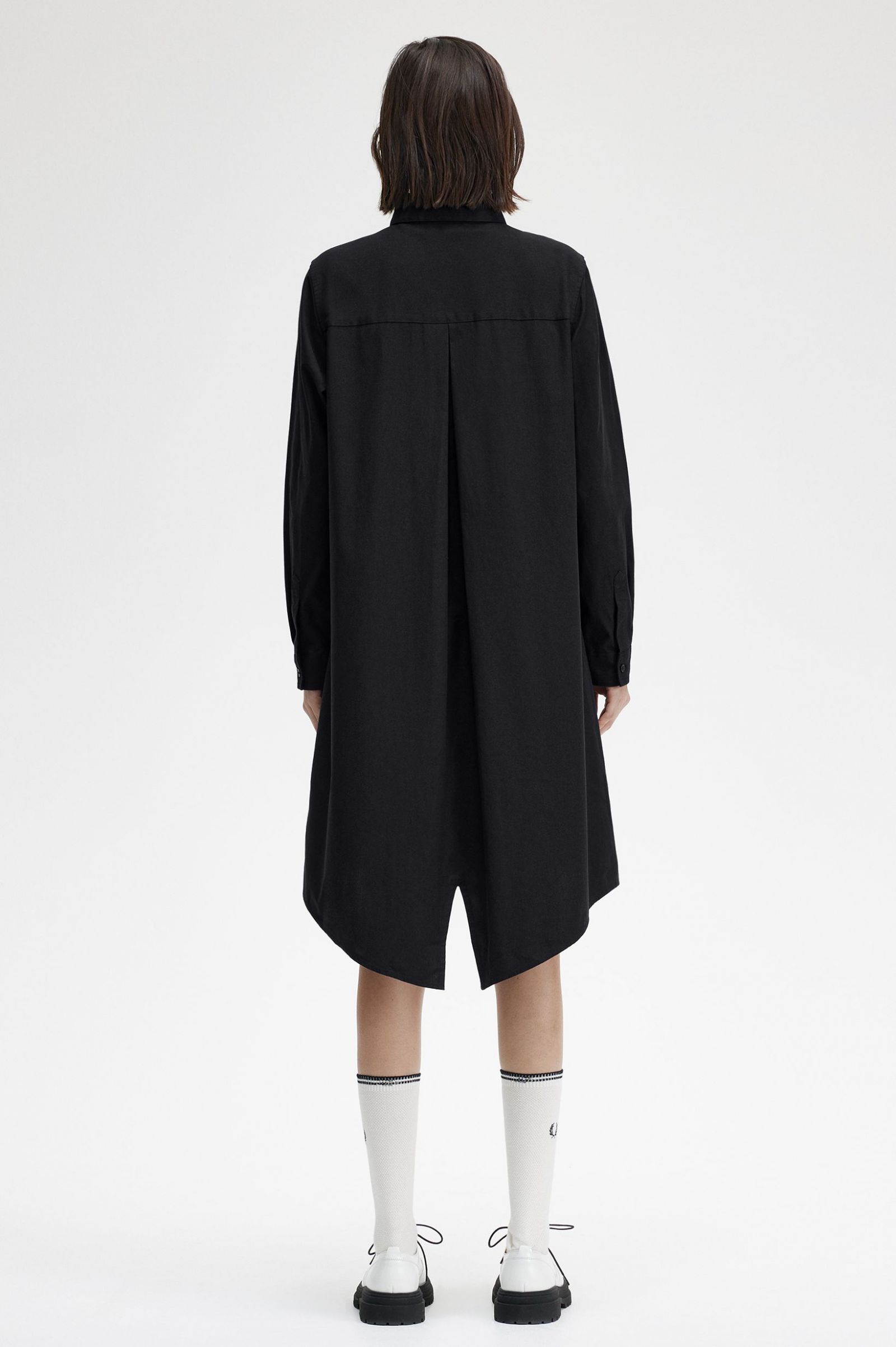 Fishtail Hem Shirt Dress Black