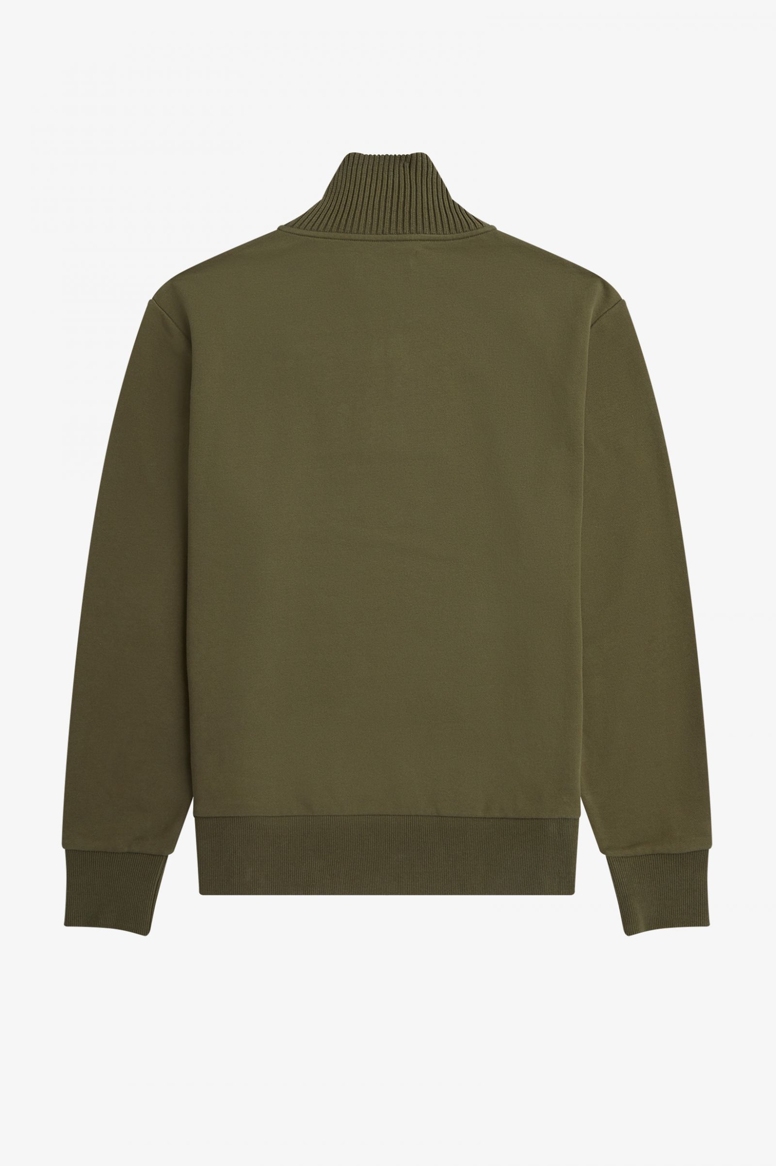 Knitted Trim Zip Neck Sweatshirt Uniform Green
