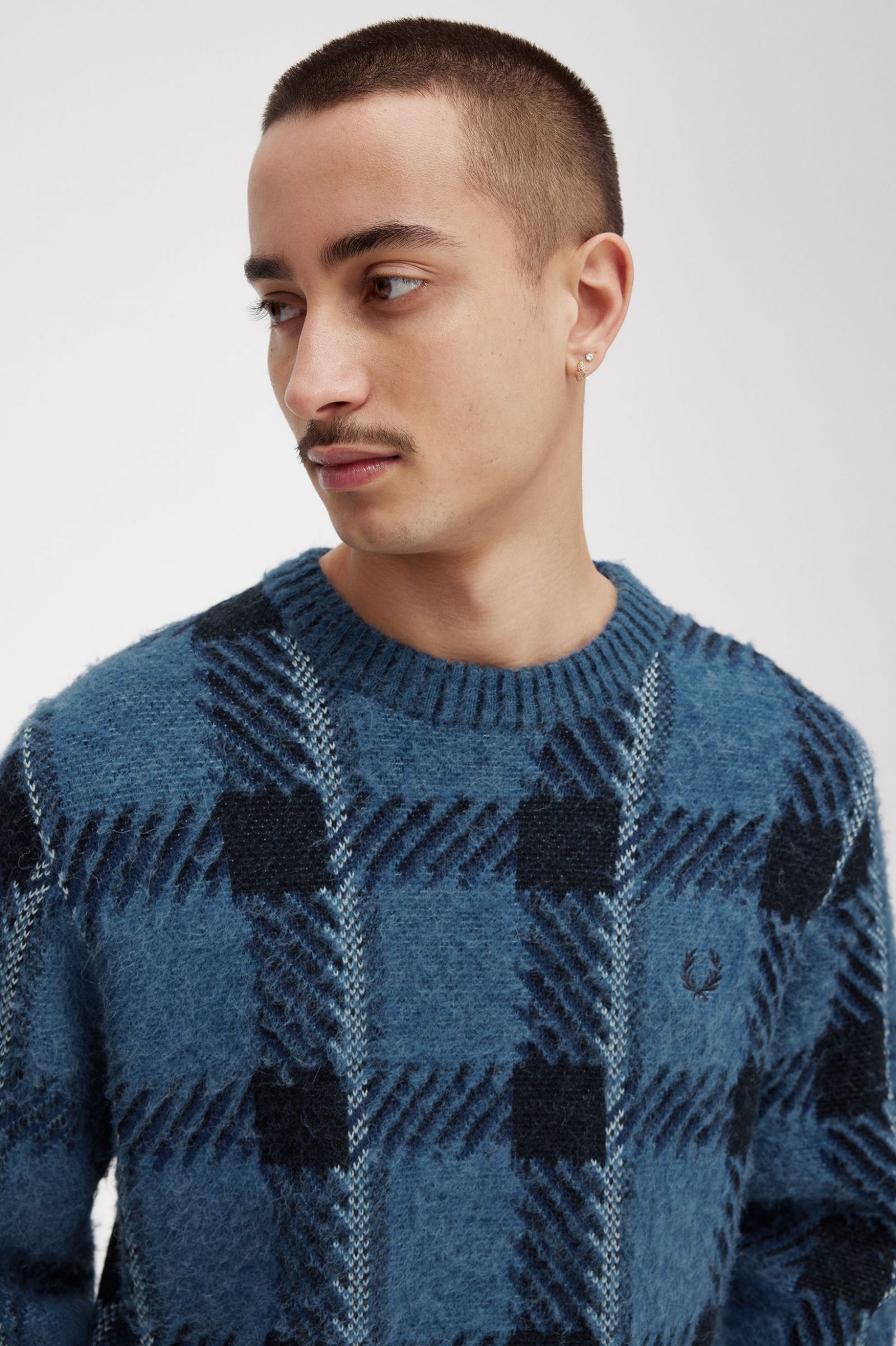 Glitch Tartan Jumper Midnight Blue
