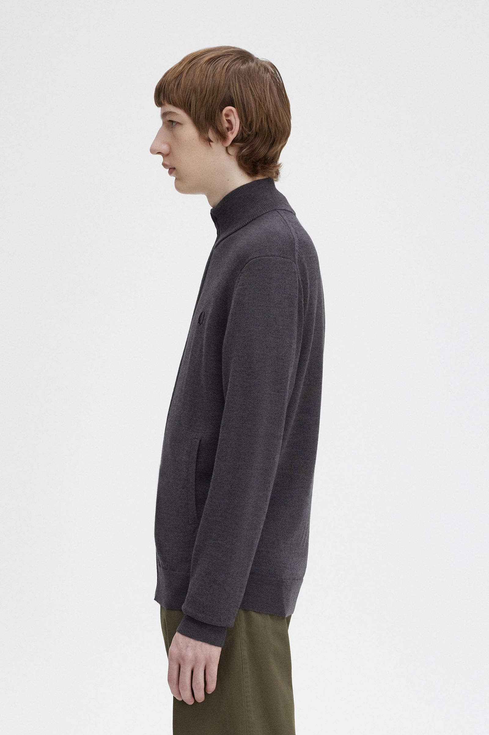 Classic Zip Through Cardigan Dark Grey Marl