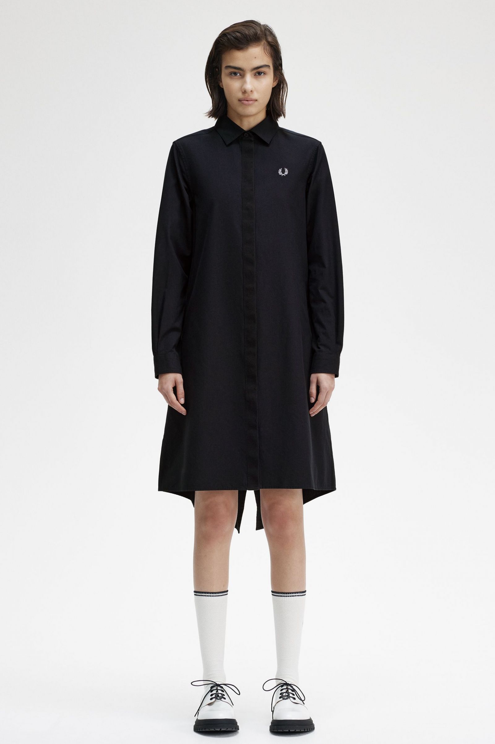 Fishtail Hem Shirt Dress Black
