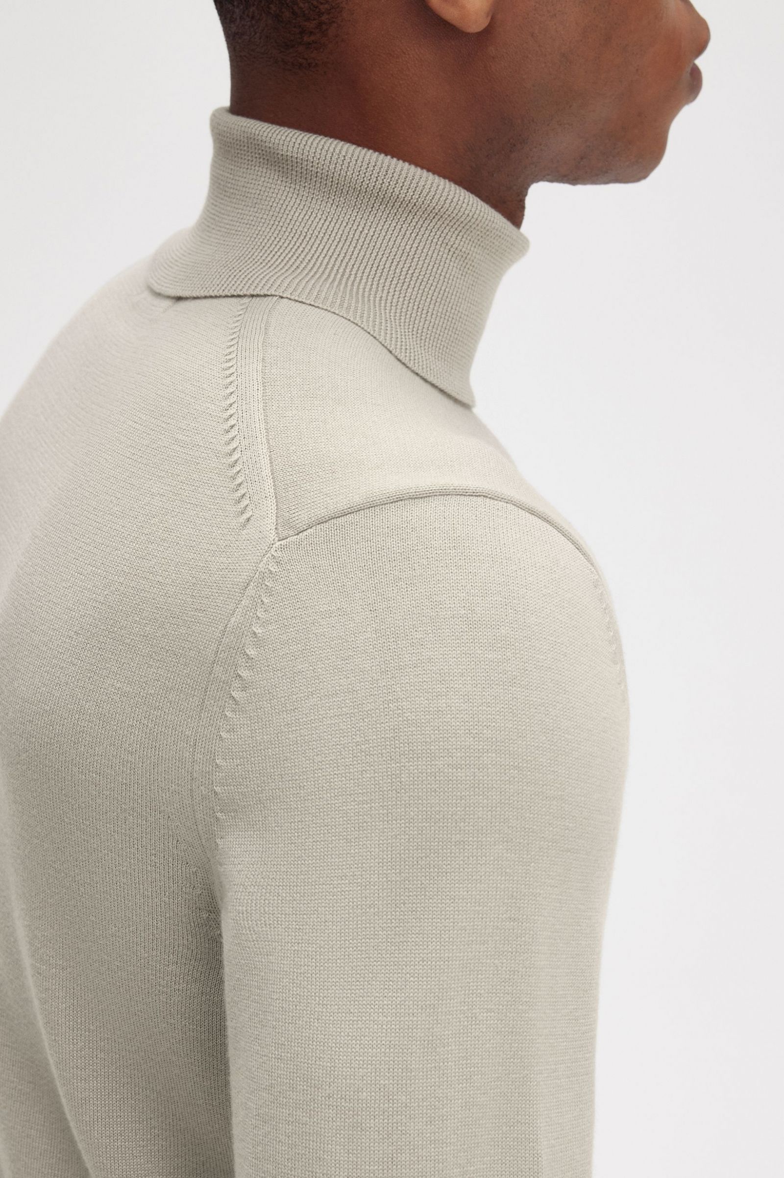 Roll Neck Jumper Dark Oatmeal