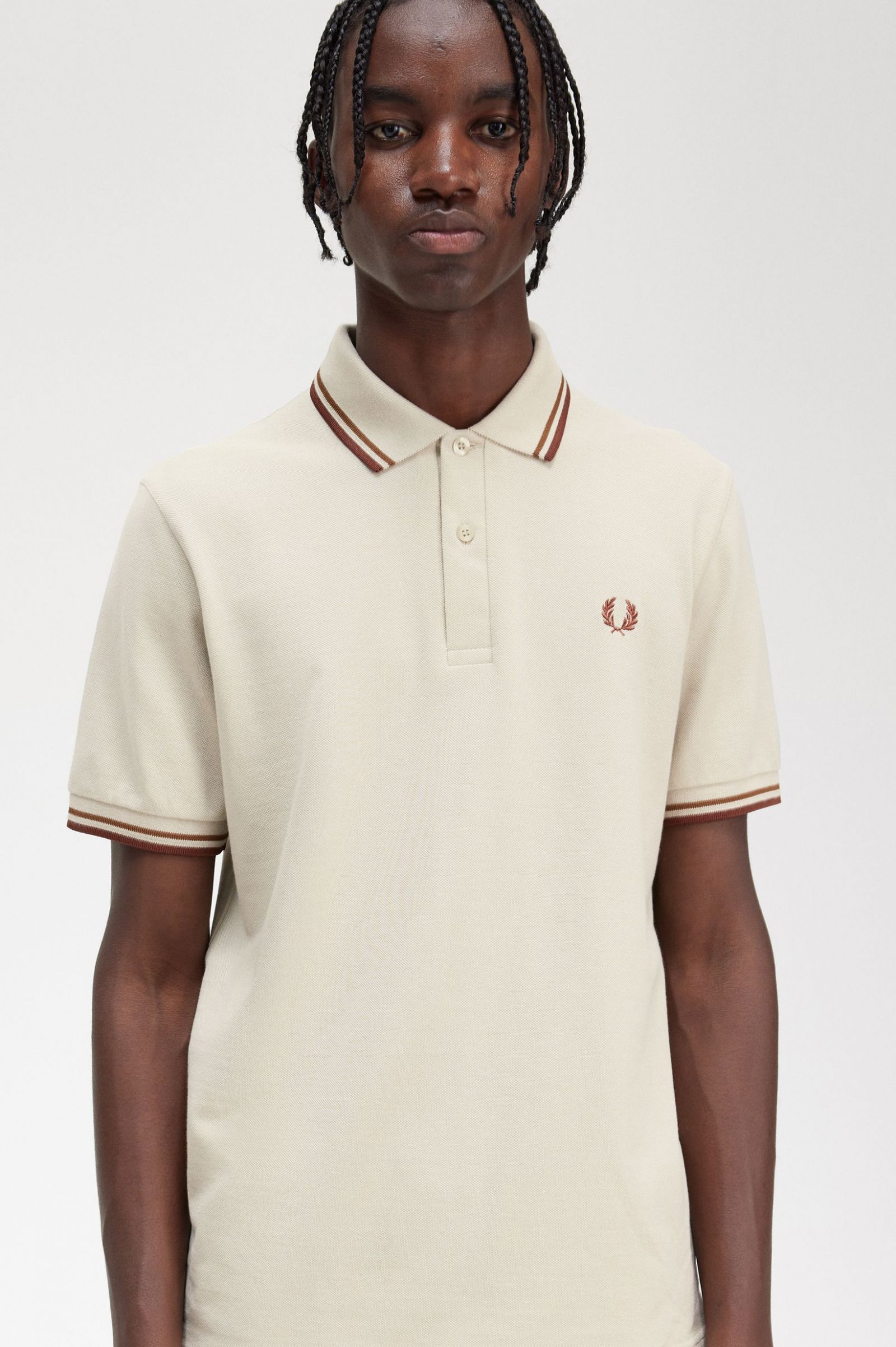 The Fred Perry ShirtM12 Oatmeal / Dark Caramel / Whisky Brown