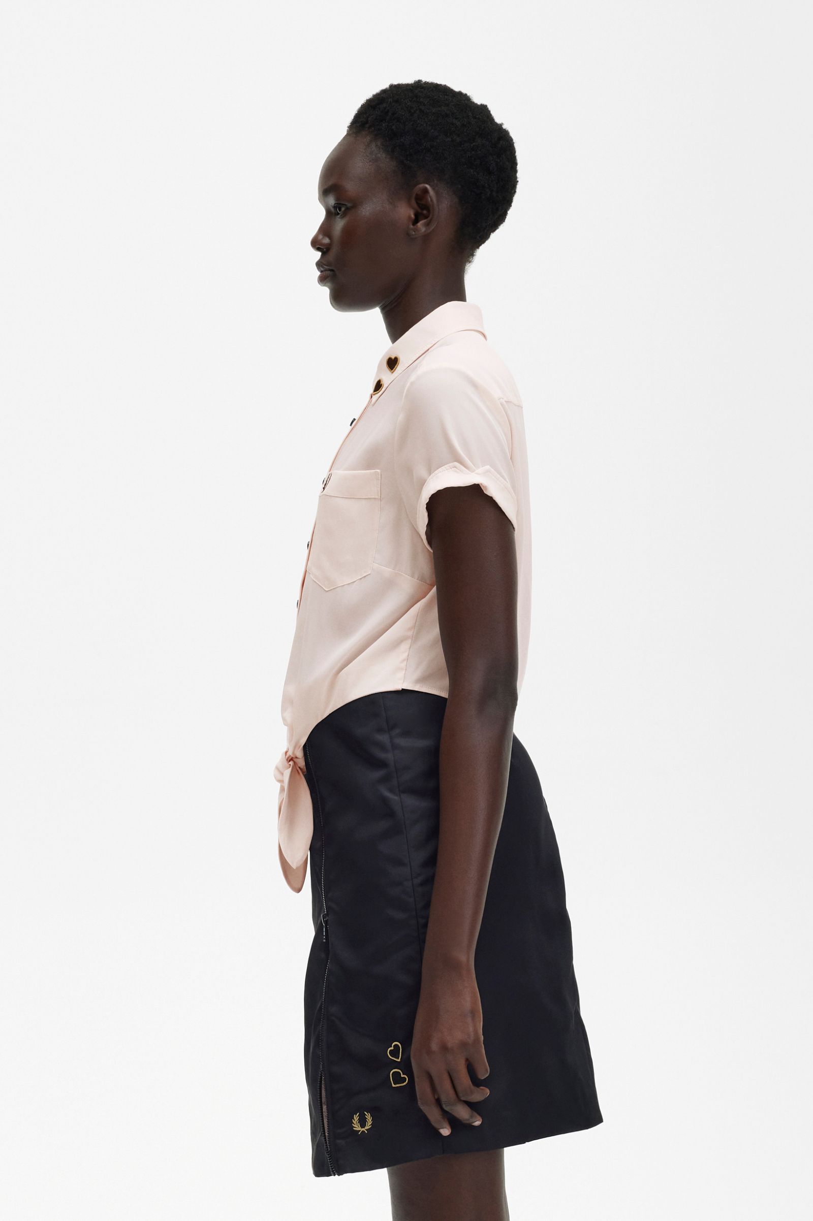 Amy Winehouse FoundationEmbroidered Tie-Front Shirt Milky Pink