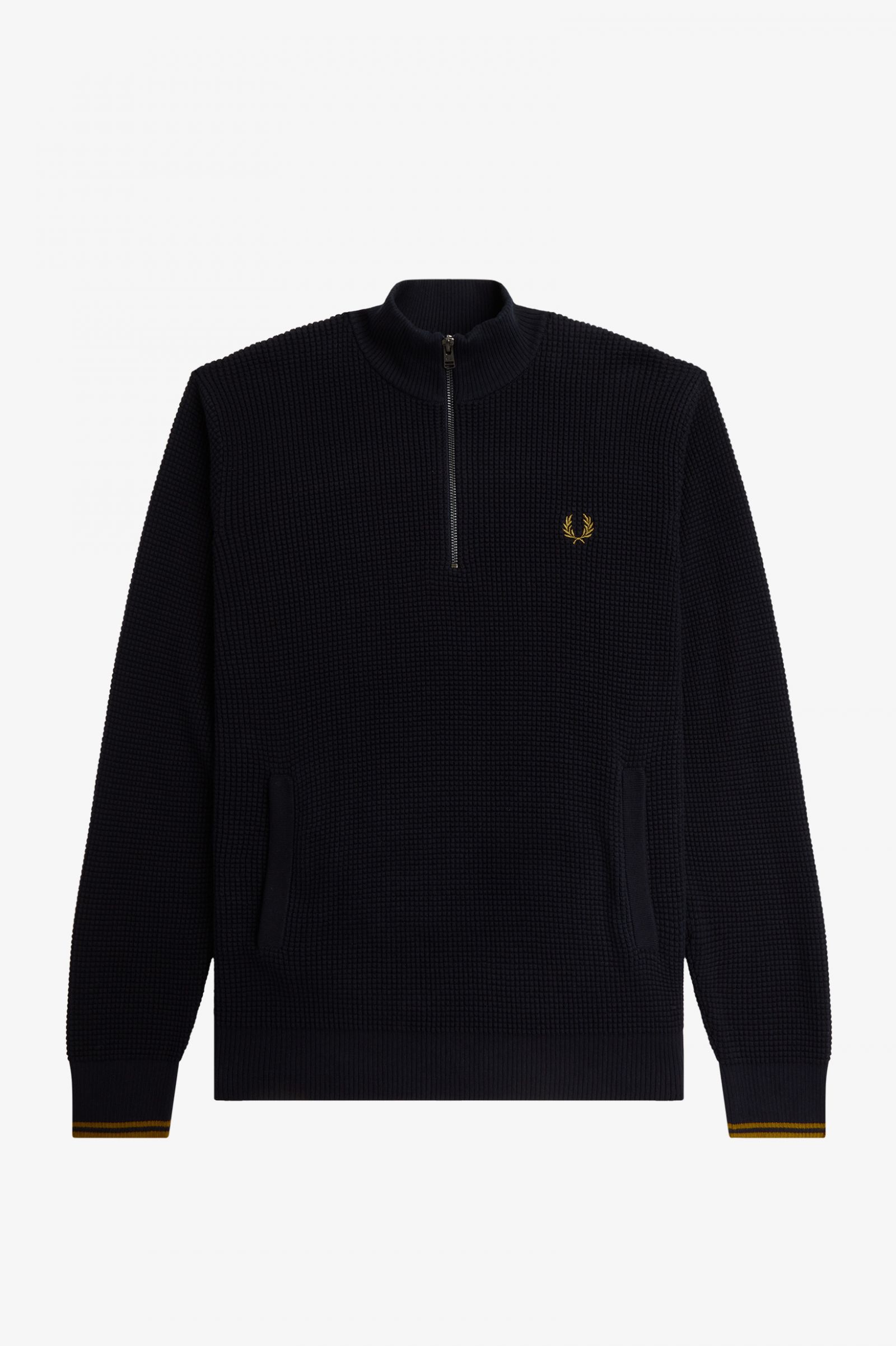 Waffle Stitch Half Zip Jumper Navy
