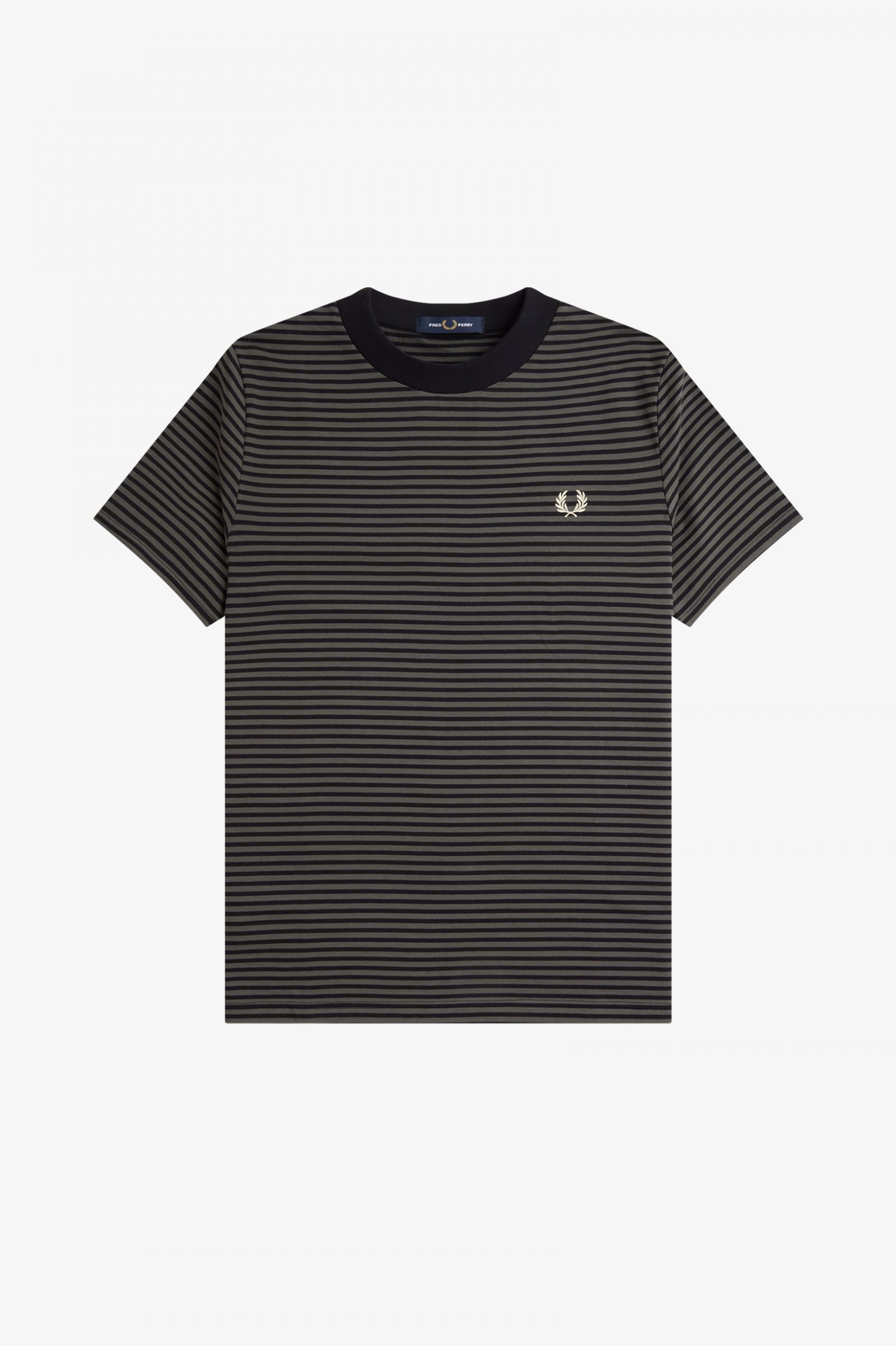 Fine Stripe Heavyweight T-Shirt Black / Field Green