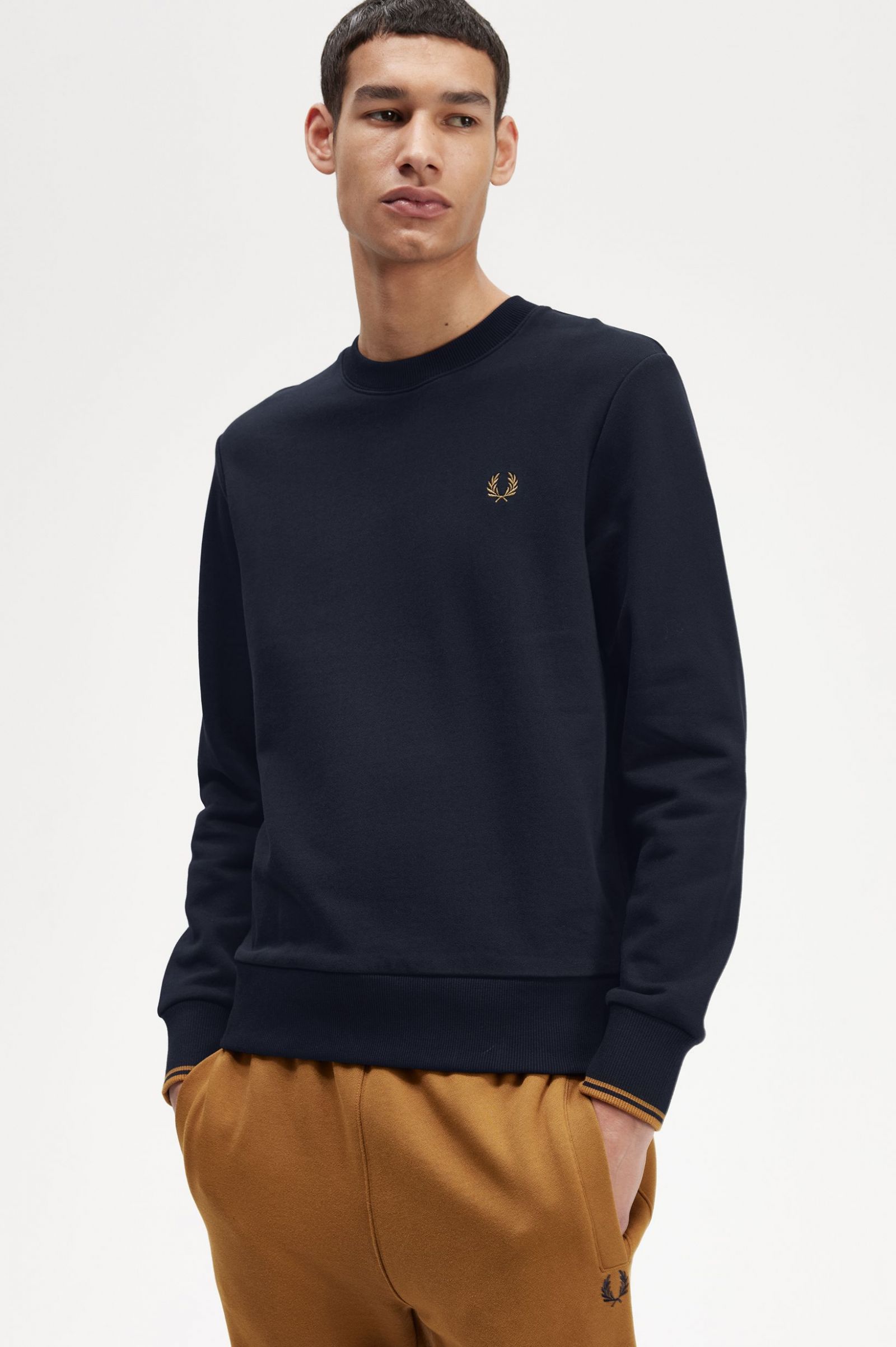 Crew Neck Sweatshirt Navy / Dark Caramel