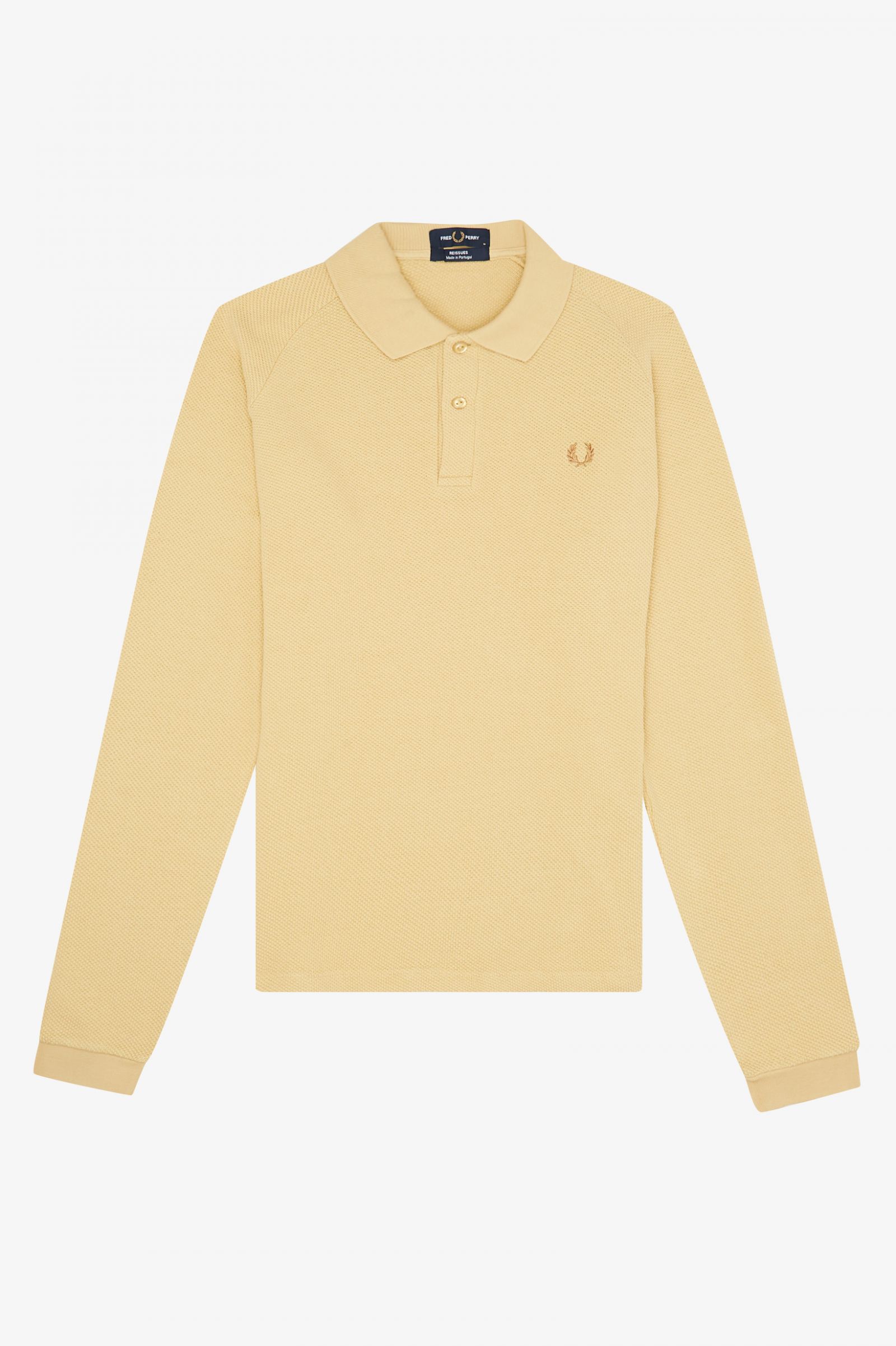 ReissuesTextured Long Sleeve Polo Shirt Ecru