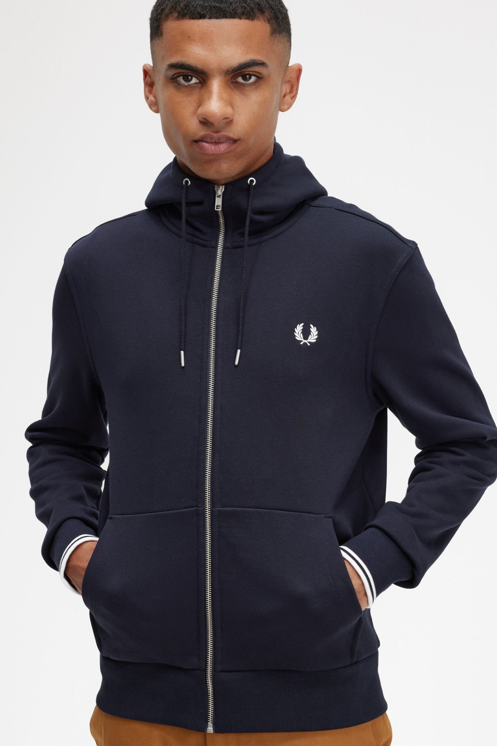 Hooded Zip Through Sweatshirt Navy