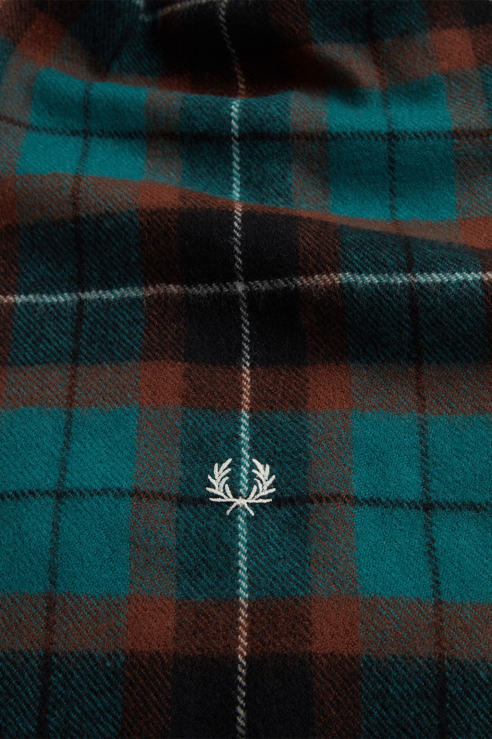 Lambswool Tartan Scarf Deep Mint / Ecru
