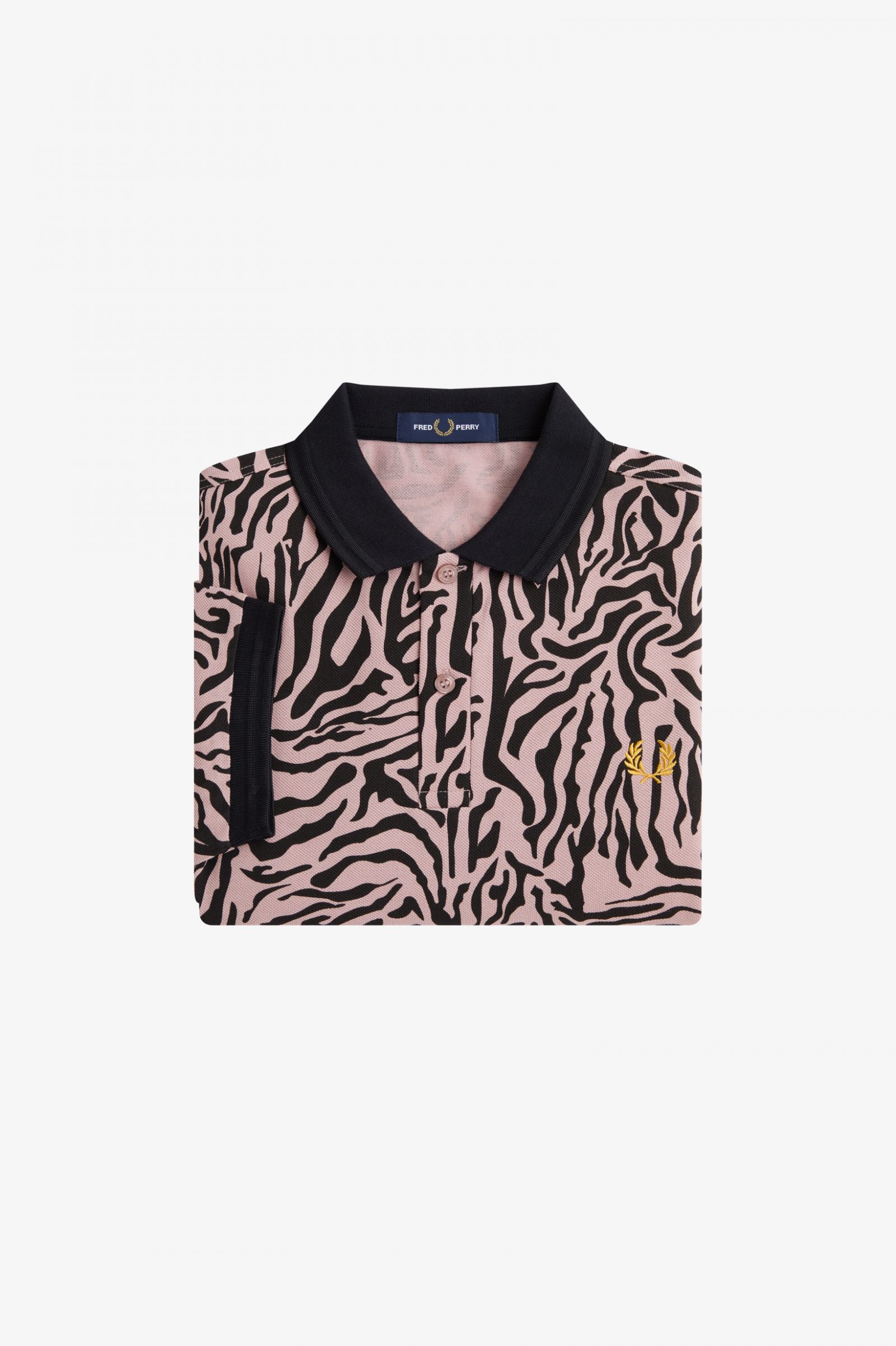 Zebra Print Fred Perry Shirt Dusty Rose Pink