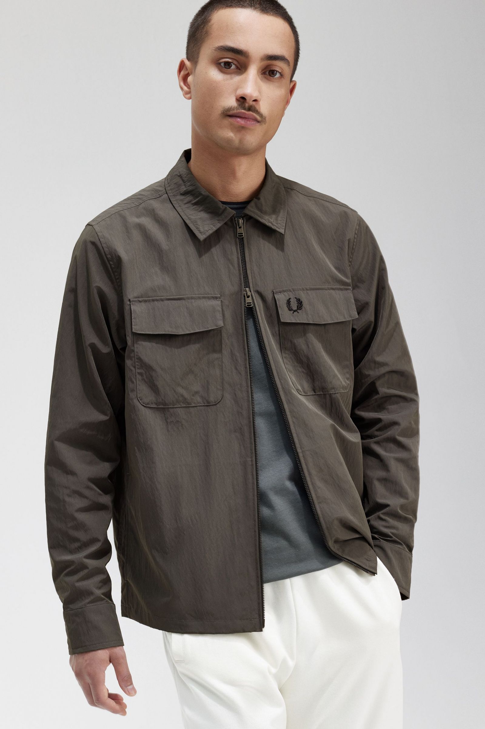 Lightweight Zip-Through Overshirt Field Green