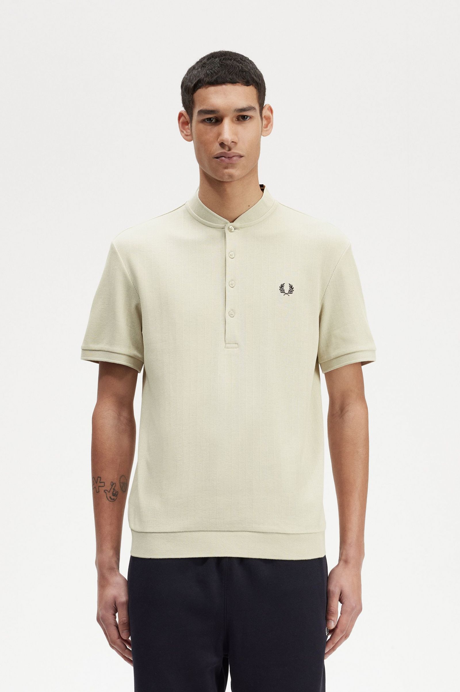 Henley Polo Shirt Light Oyster
