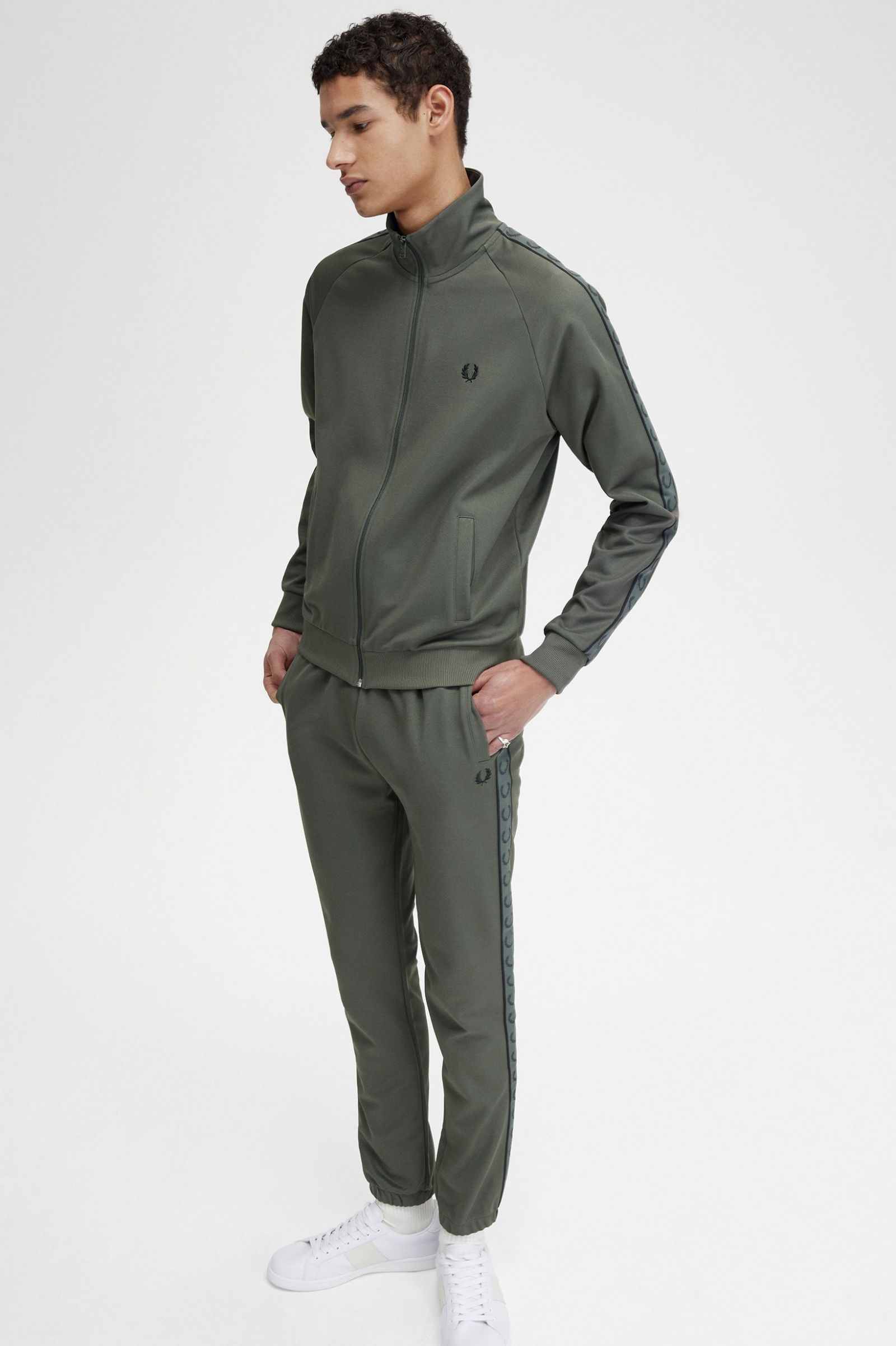 Contrast Tape Track Jacket Field Green / Black