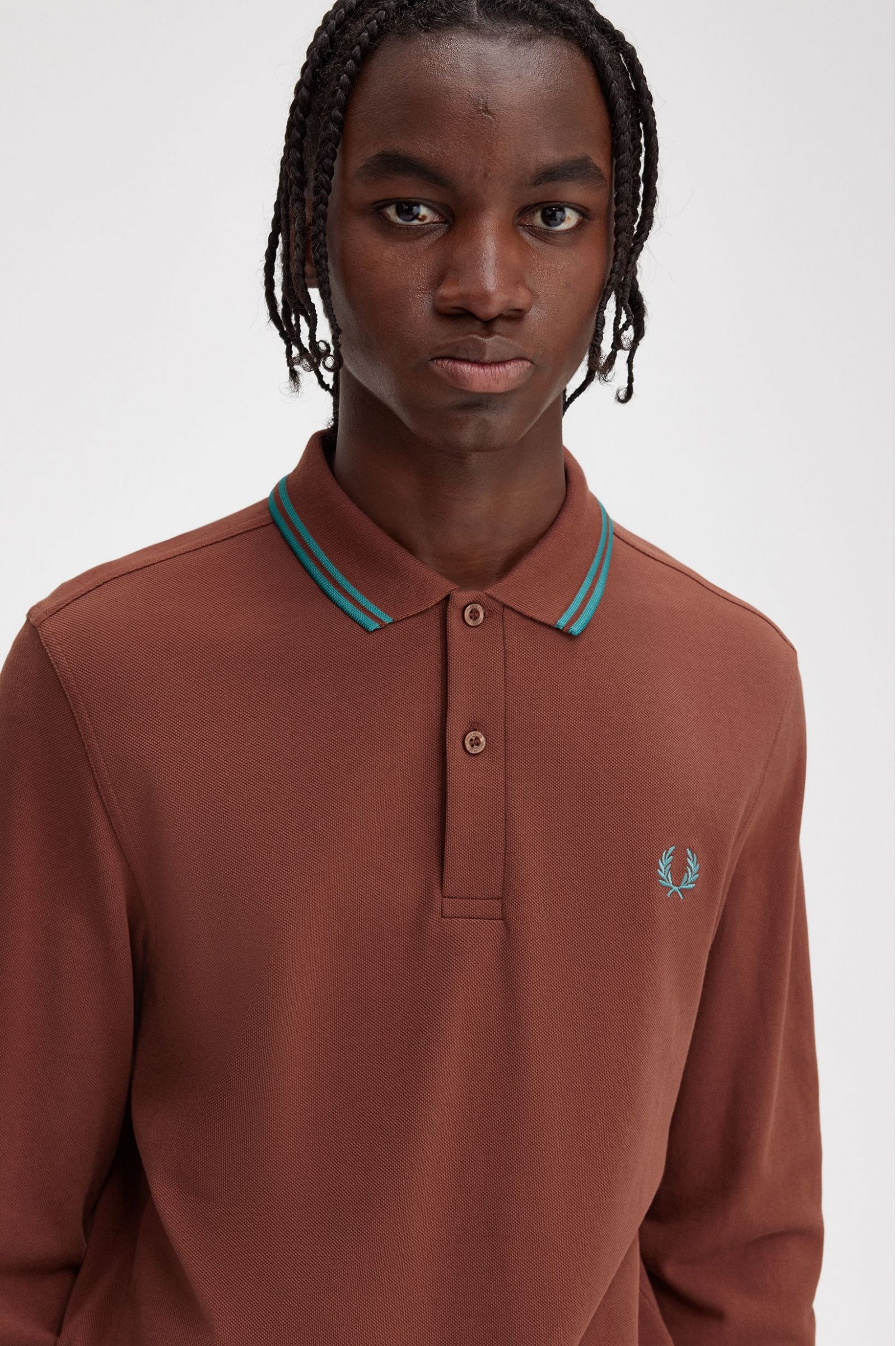 The Fred Perry ShirtM3636 Whisky Brown / Deep Mint / Deep Mint