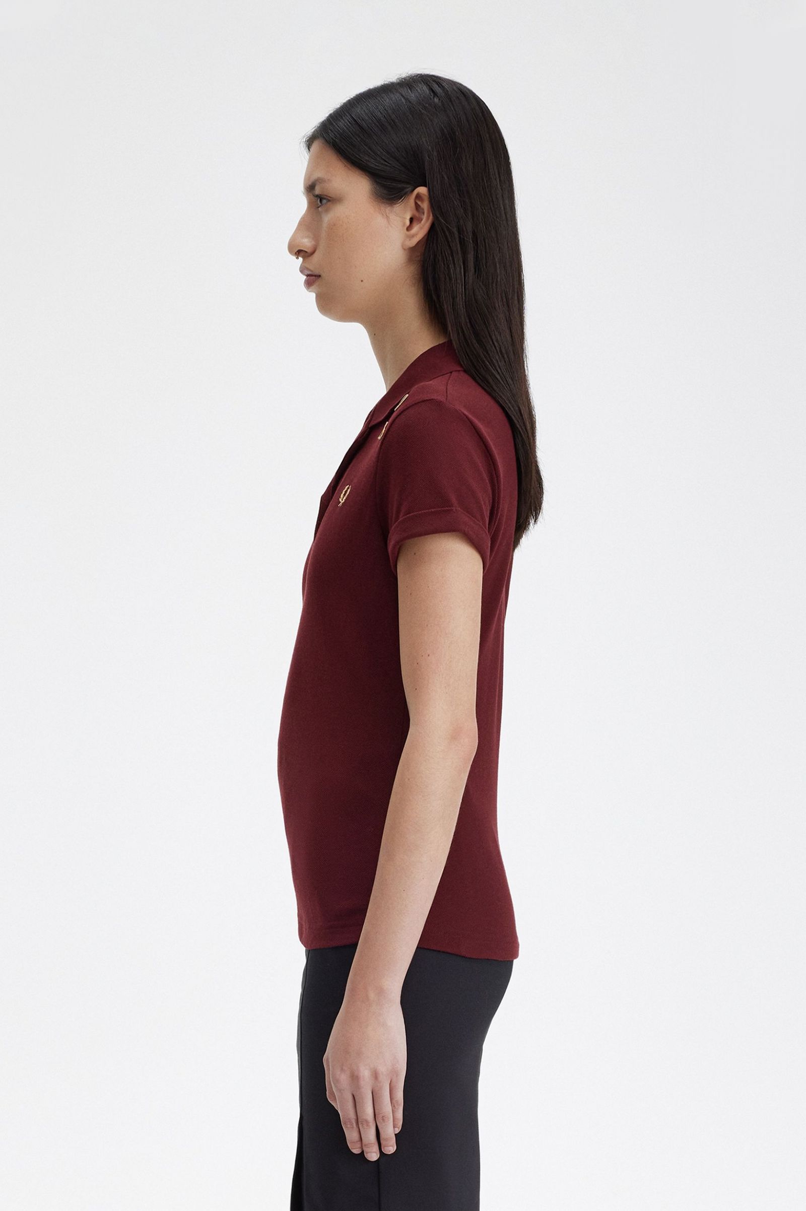 Amy Winehouse FoundationOpen-Collar Pique Shirt Oxblood