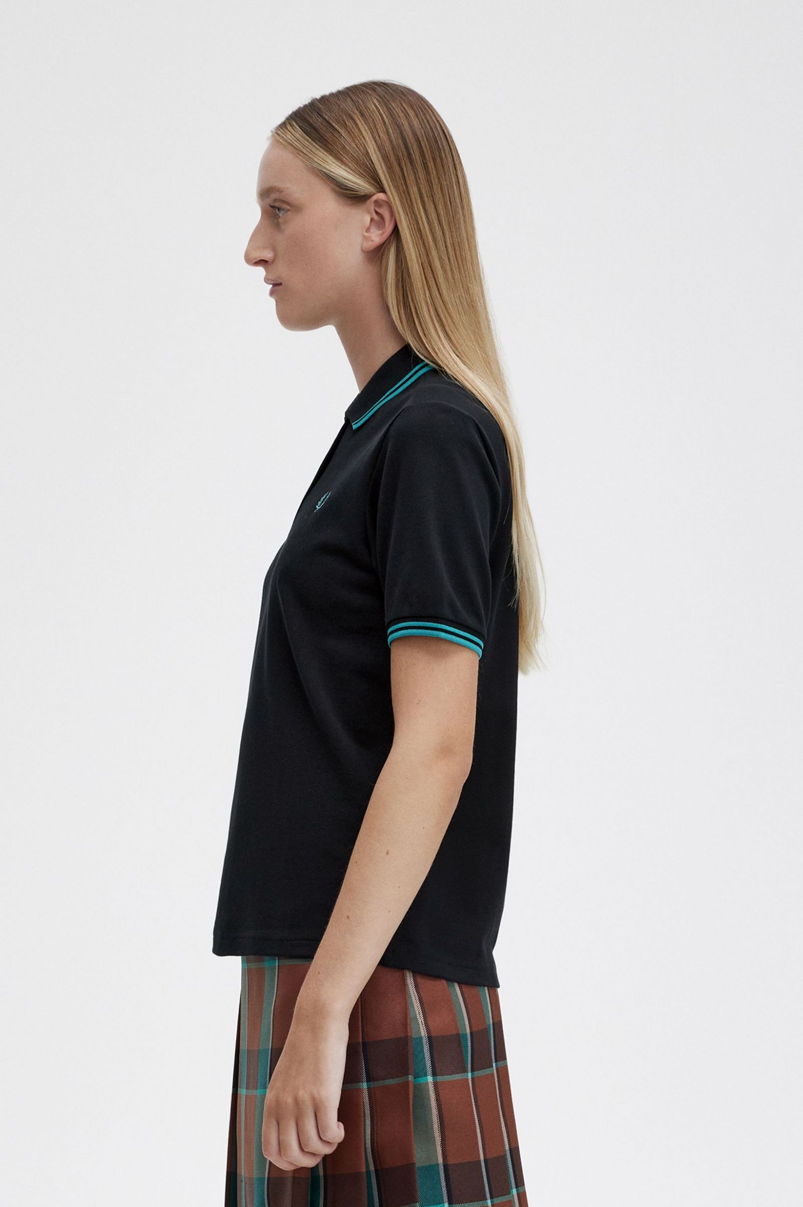 The Fred Perry ShirtG3600 Black / Deep Mint / Deep Mint