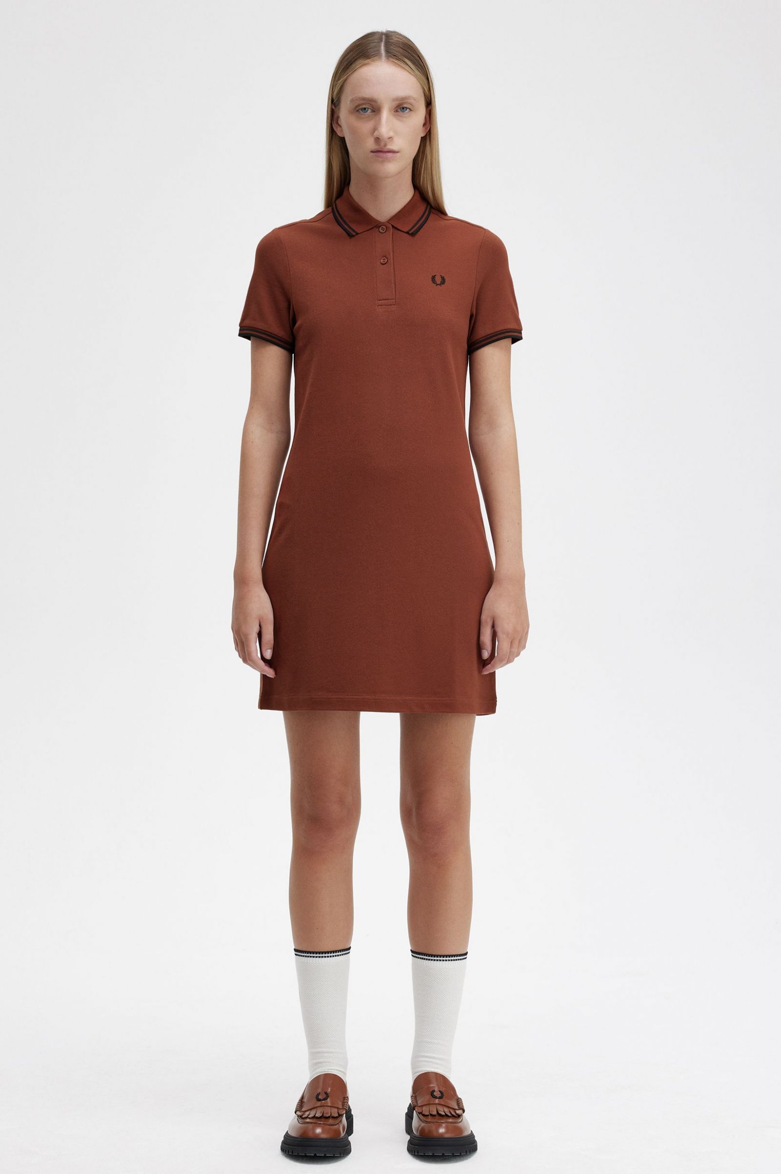 Twin Tipped Fred Perry Shirt Dress Whisky Brown / Black / Black