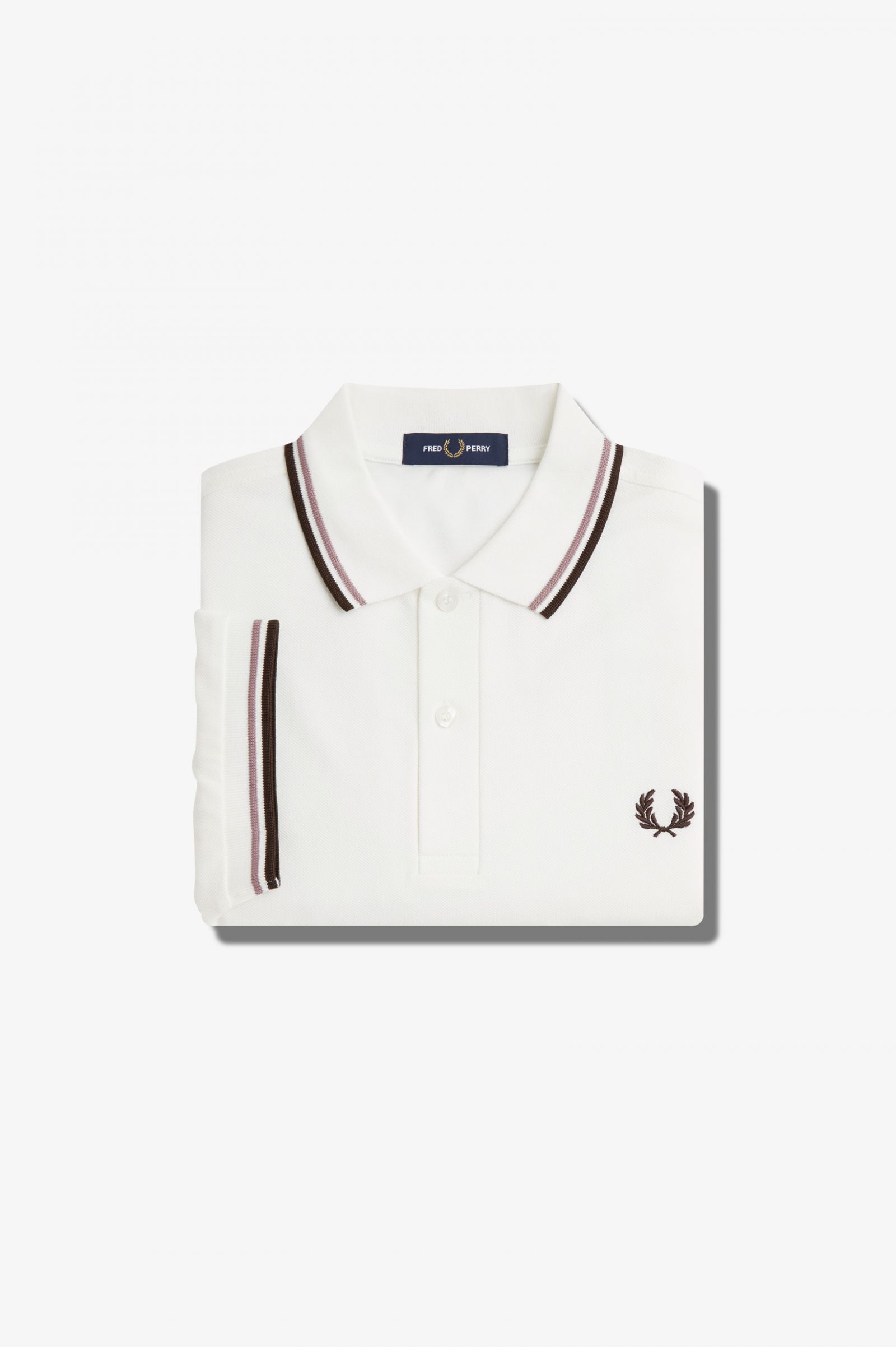 The Fred Perry ShirtM3600 Snow White / Deep Pink / Burnt Tobacco
