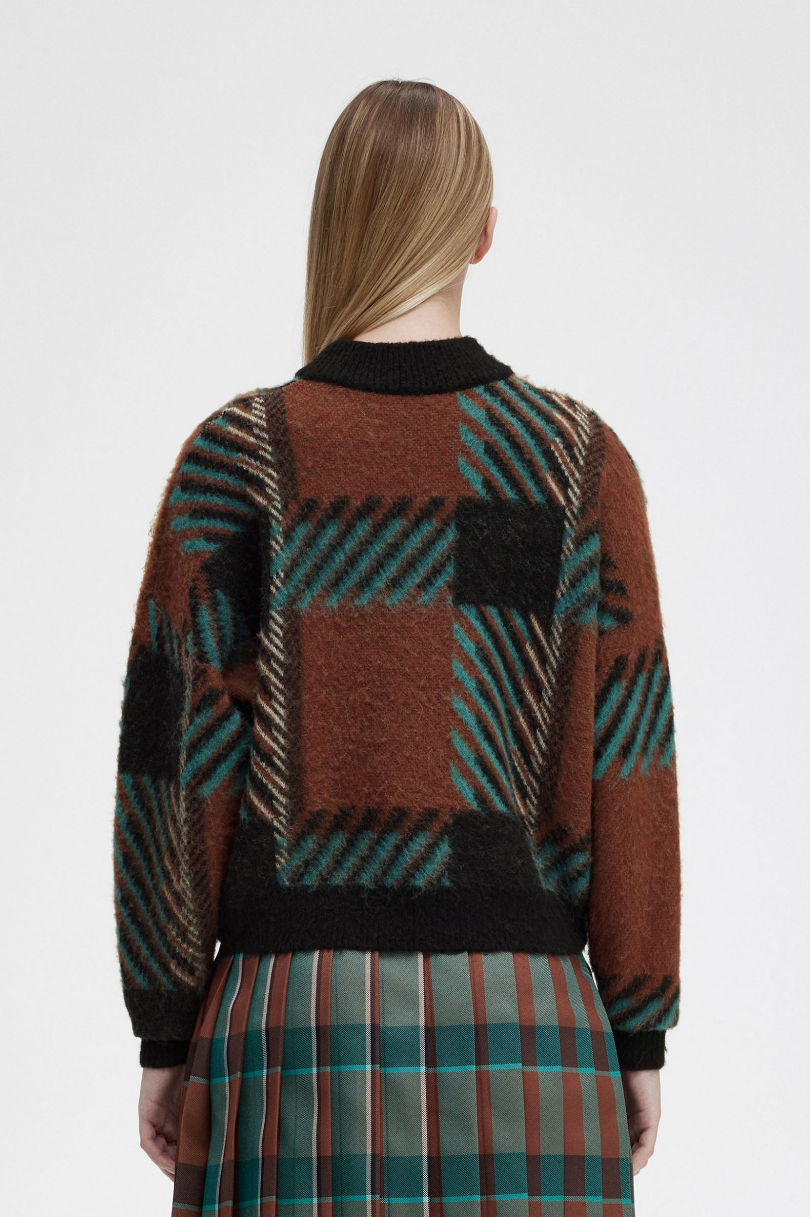Glitch Tartan Jumper Whisky Brown